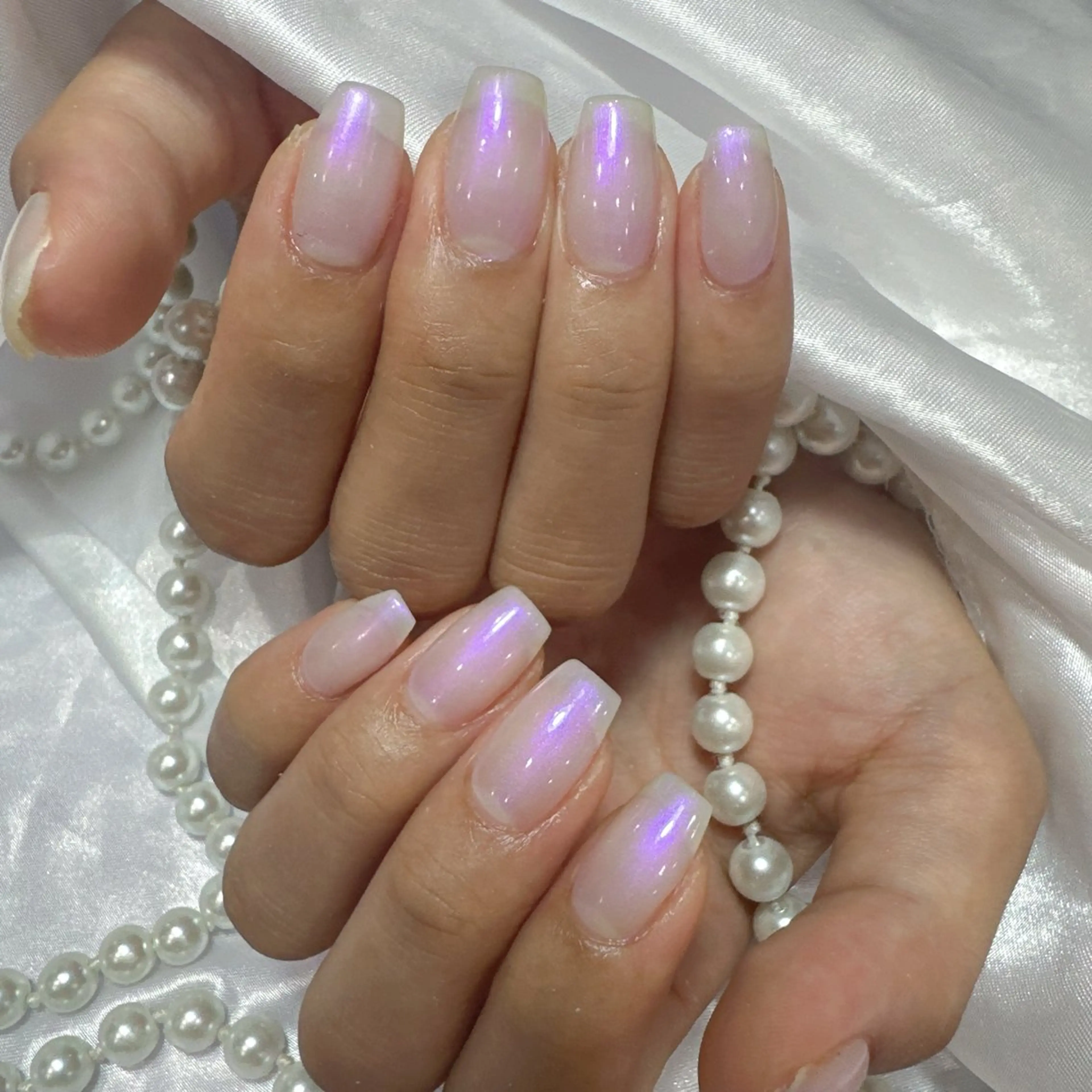 ネイル アートネイル フラッシュネイル フレンチネイル ジェルネイル ガラスフレンチ ハンドネイル You&Me Miyuのネイルデザイン