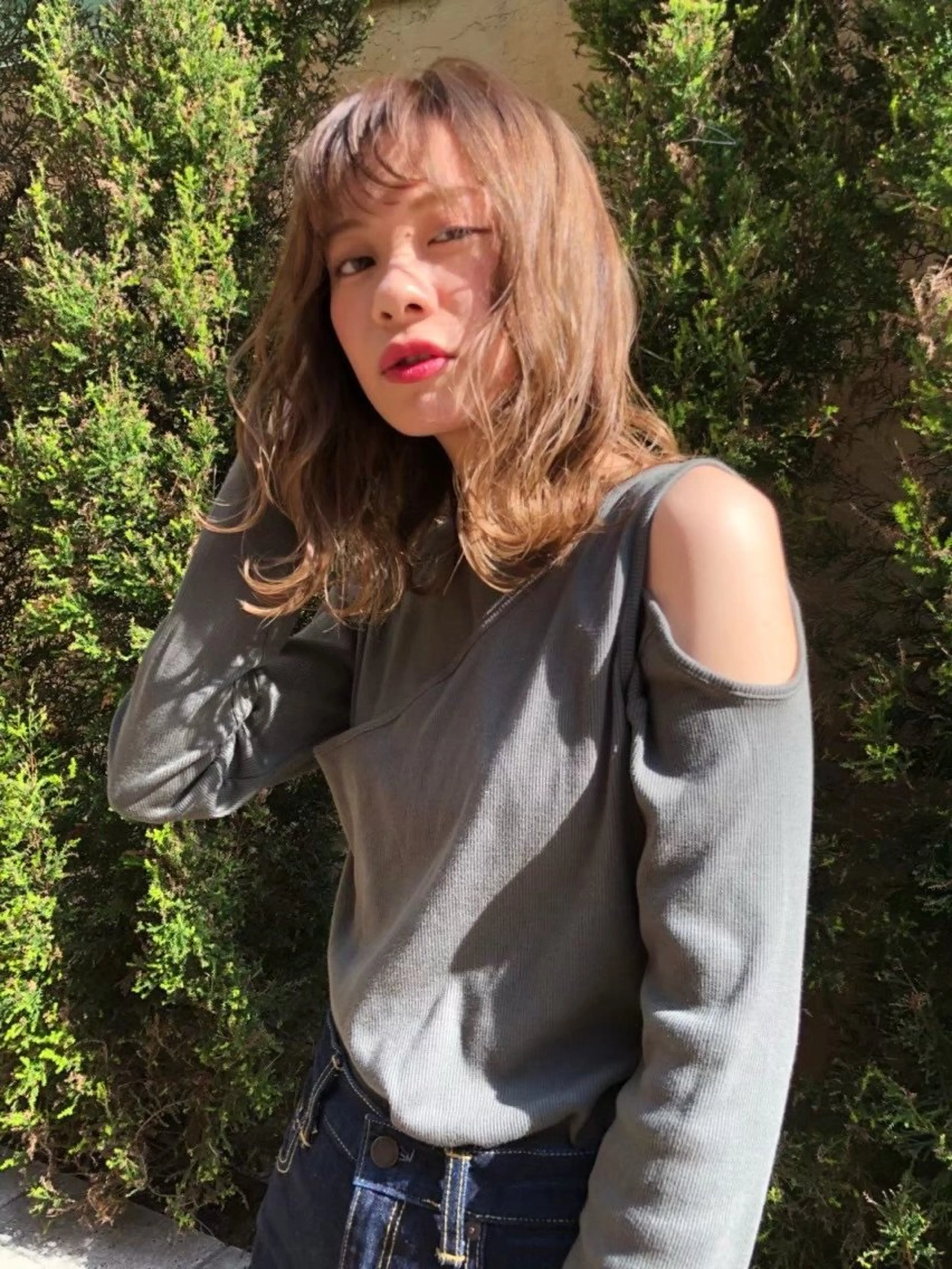 ミディアム カラー パーマ ヘアアレンジ ミディアムパーマ ブリーチ 透明感カラー ダブルカラー グラデーションカラー 曲がる縮毛矯正特化 亮輔【江坂駅すぐ】のヘアスタイル