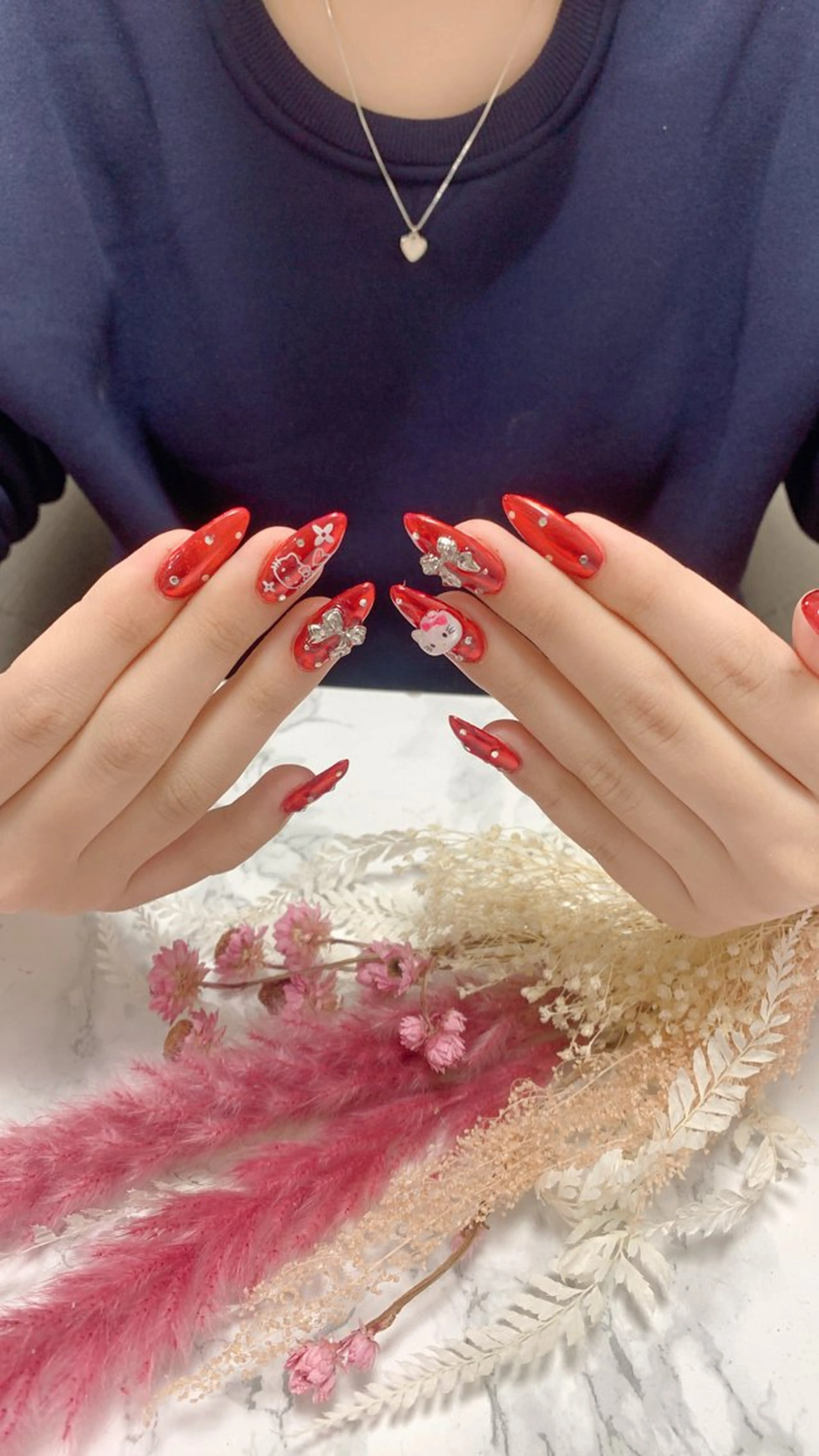 ネイル ハンドネイル はな💎ネイル ワンホン、長さ出しのネイルデザイン