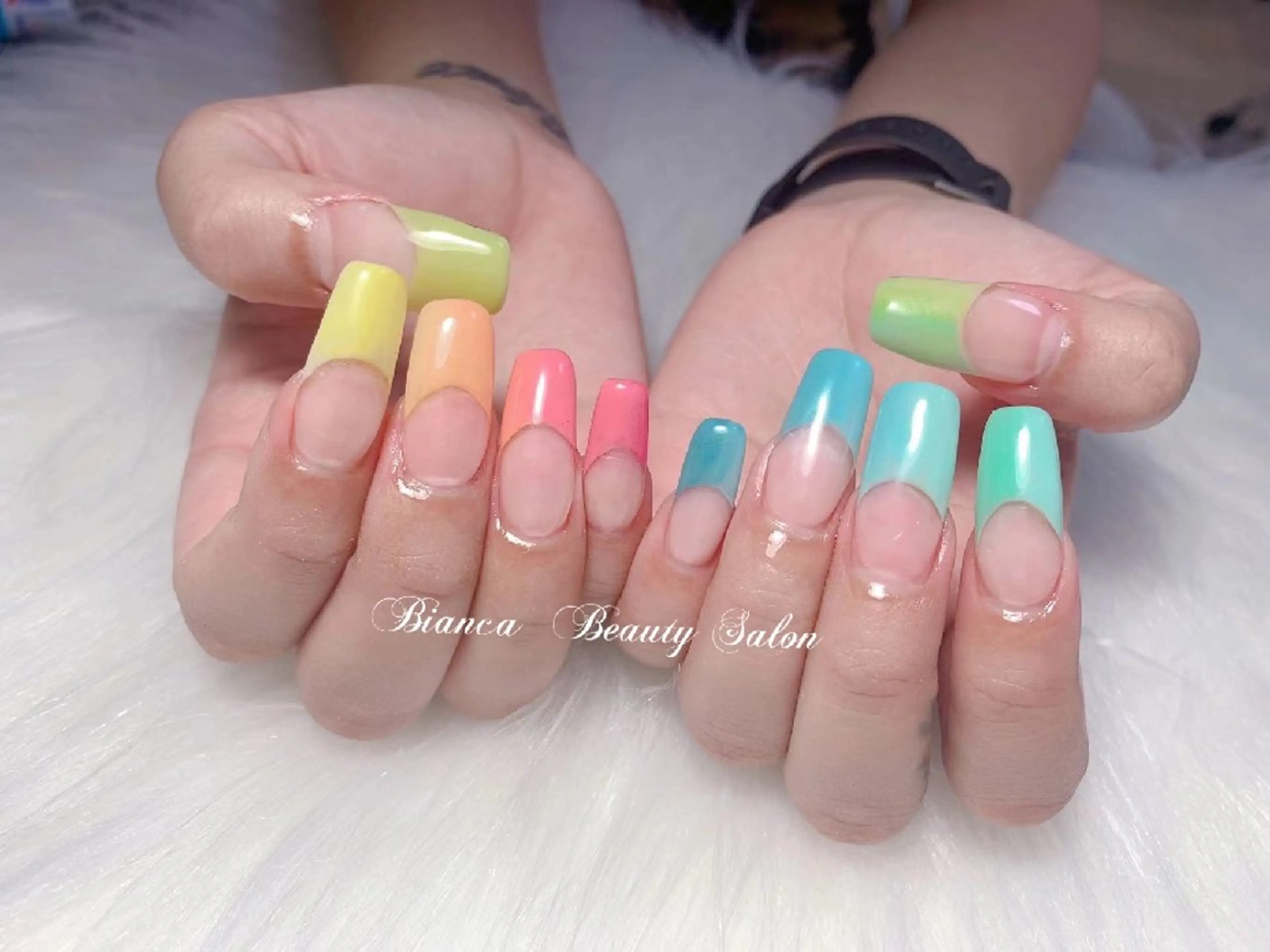 ネイル 長さ出し フレンチネイル パステルネイル スカルプネイル Bianca 大山のネイルデザイン