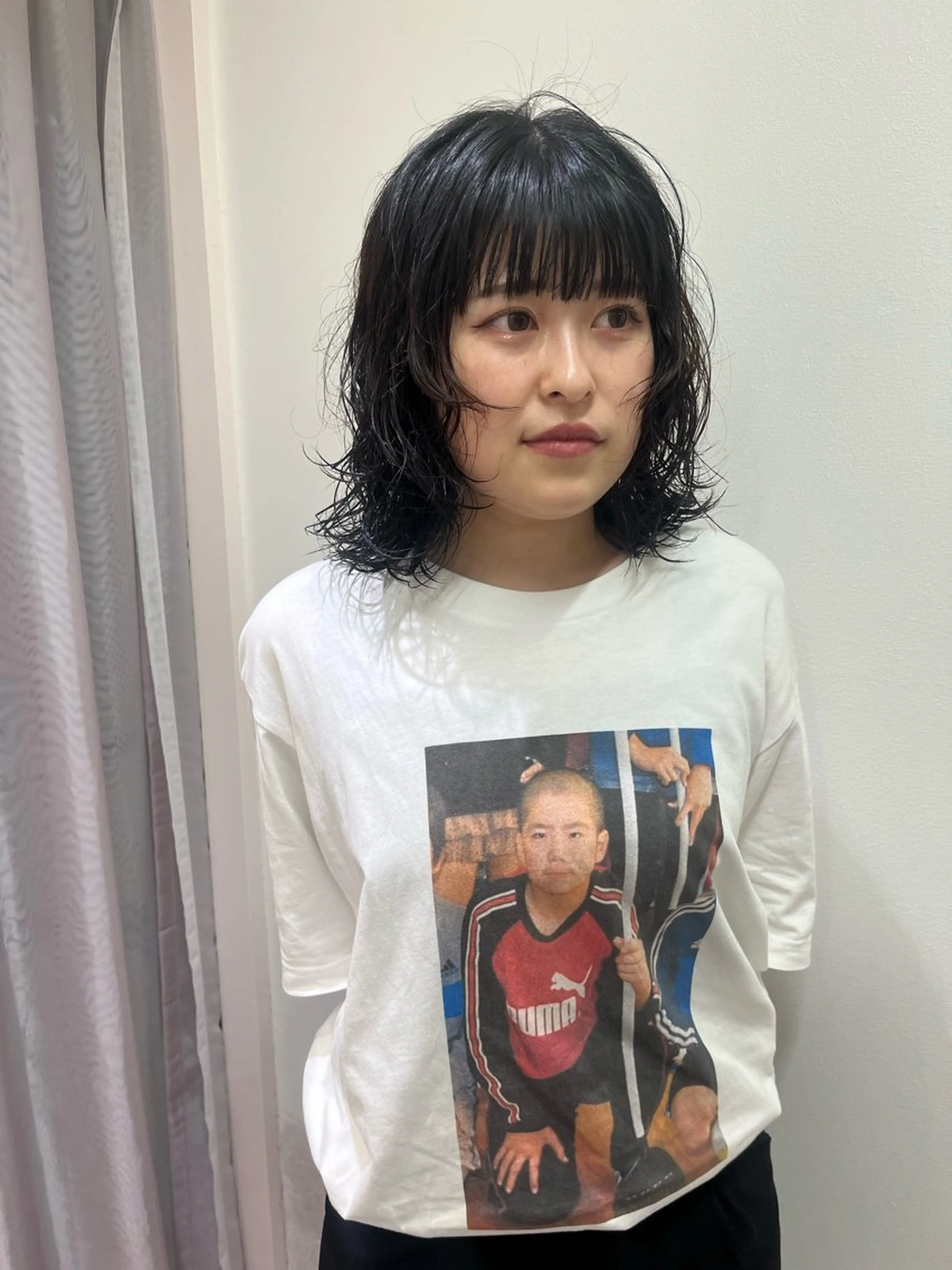 ミディアム パーマ カット パーマ トリートメント 松村 澪里のヘアスタイル