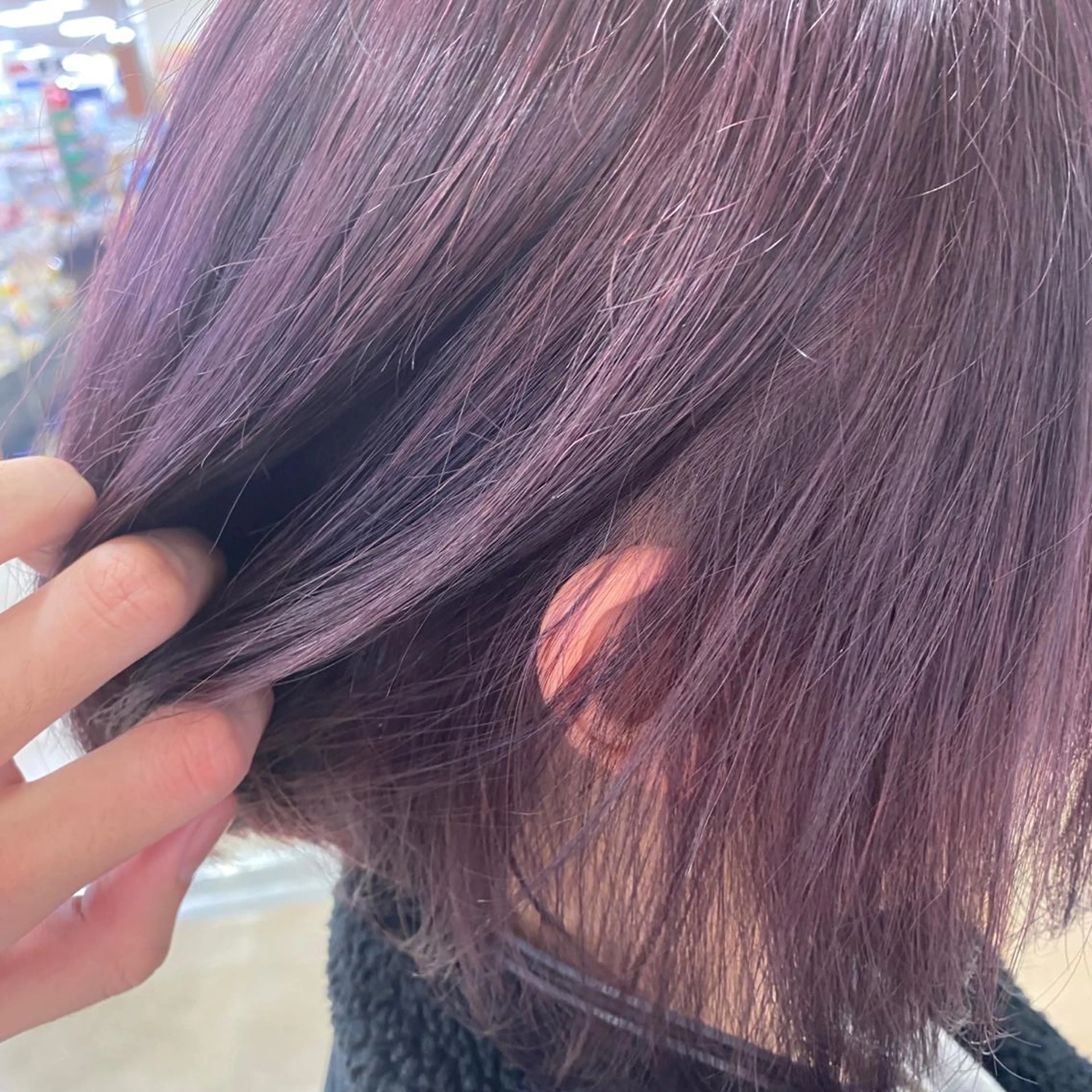 ショート パープルカラー メンズ縮毛矯正 ニュアンスパーマのヘアスタイル