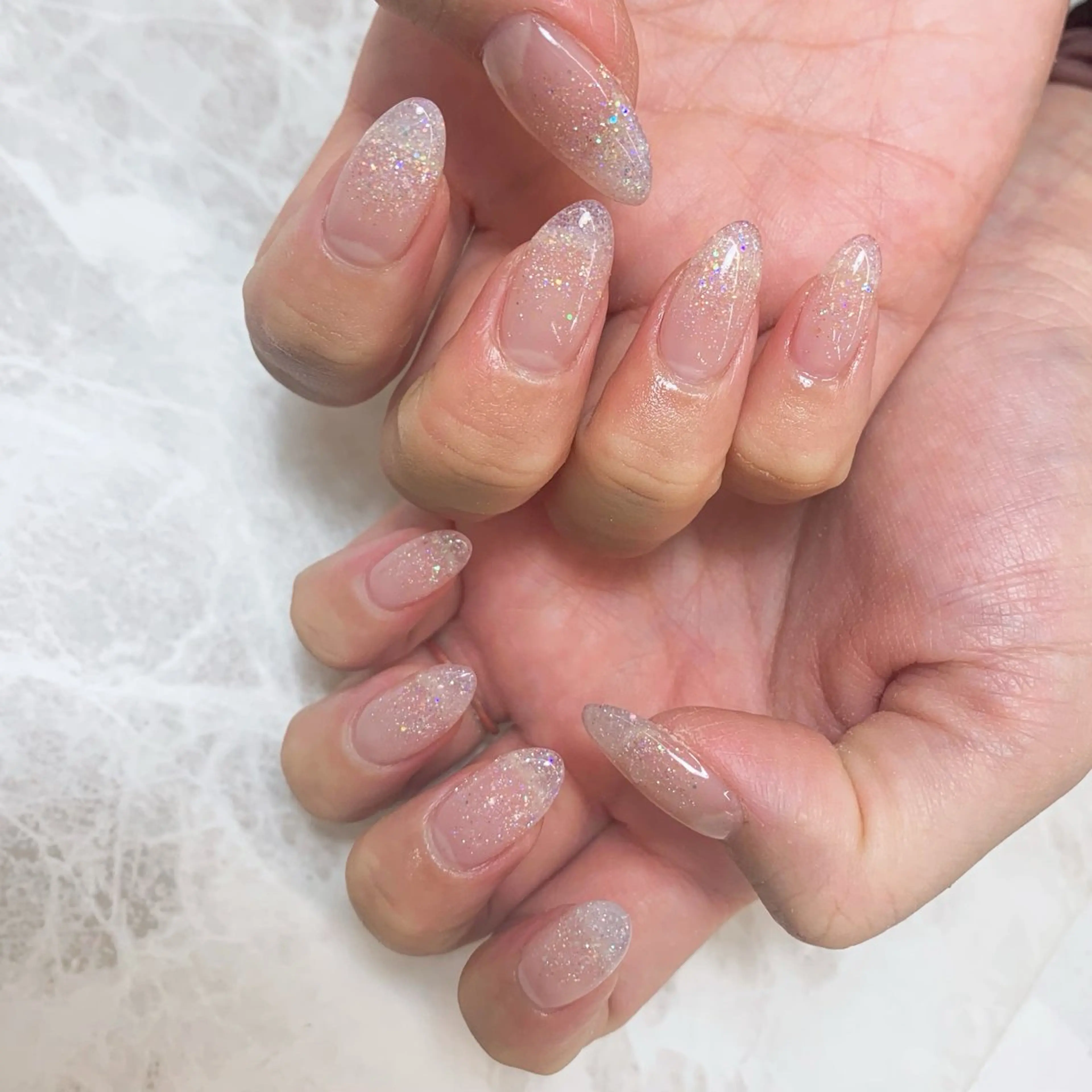 ネイル クリアネイル キラキラネイル スカルプネイル ハンドネイル ⭐︎休業中の練習⭐︎ JNA認定講師髙橋のネイルデザイン