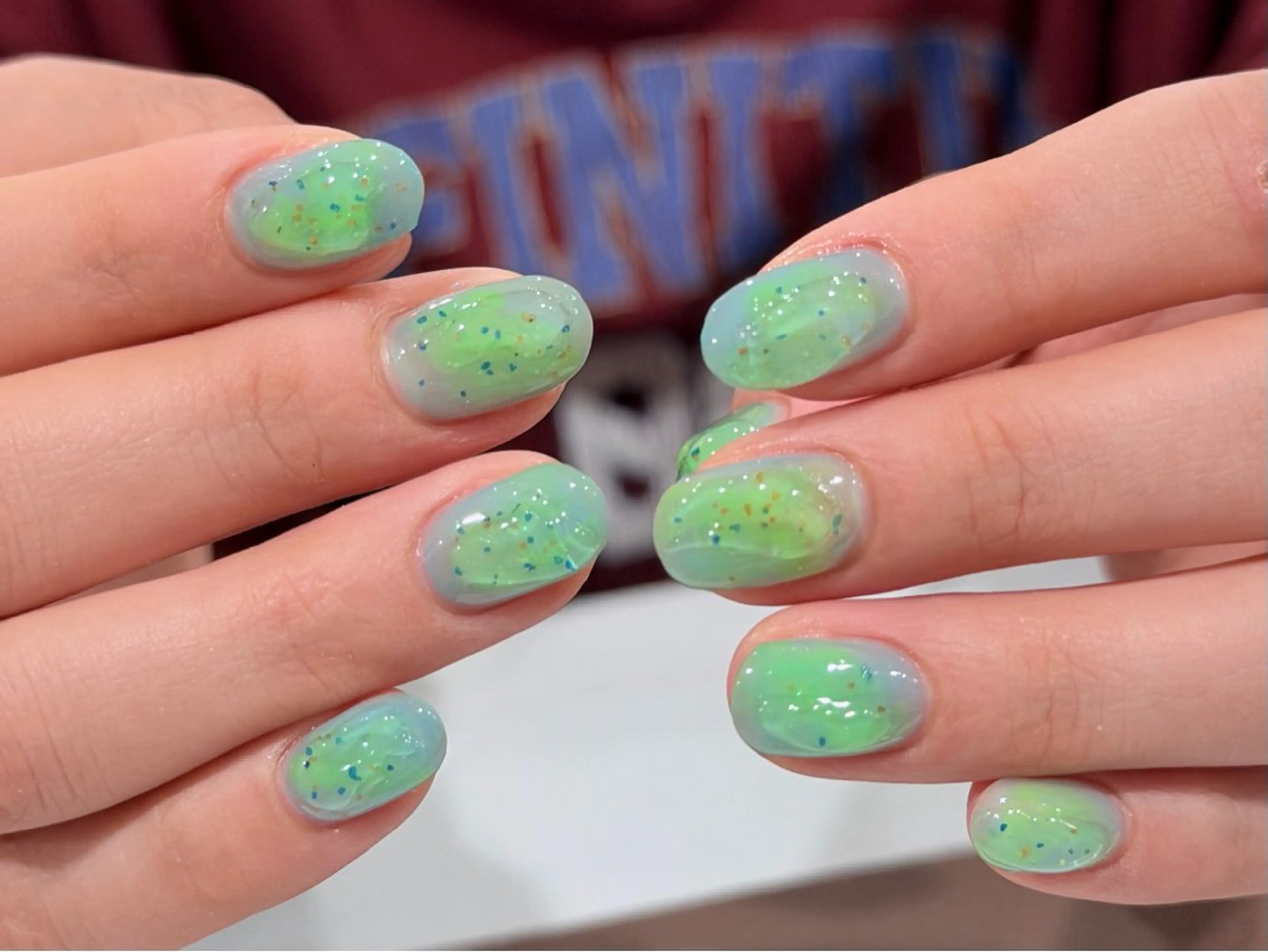 ネイル グリーン ハンドネイル ANOVA所属・ANOVA アノヴァのネイルデザイン