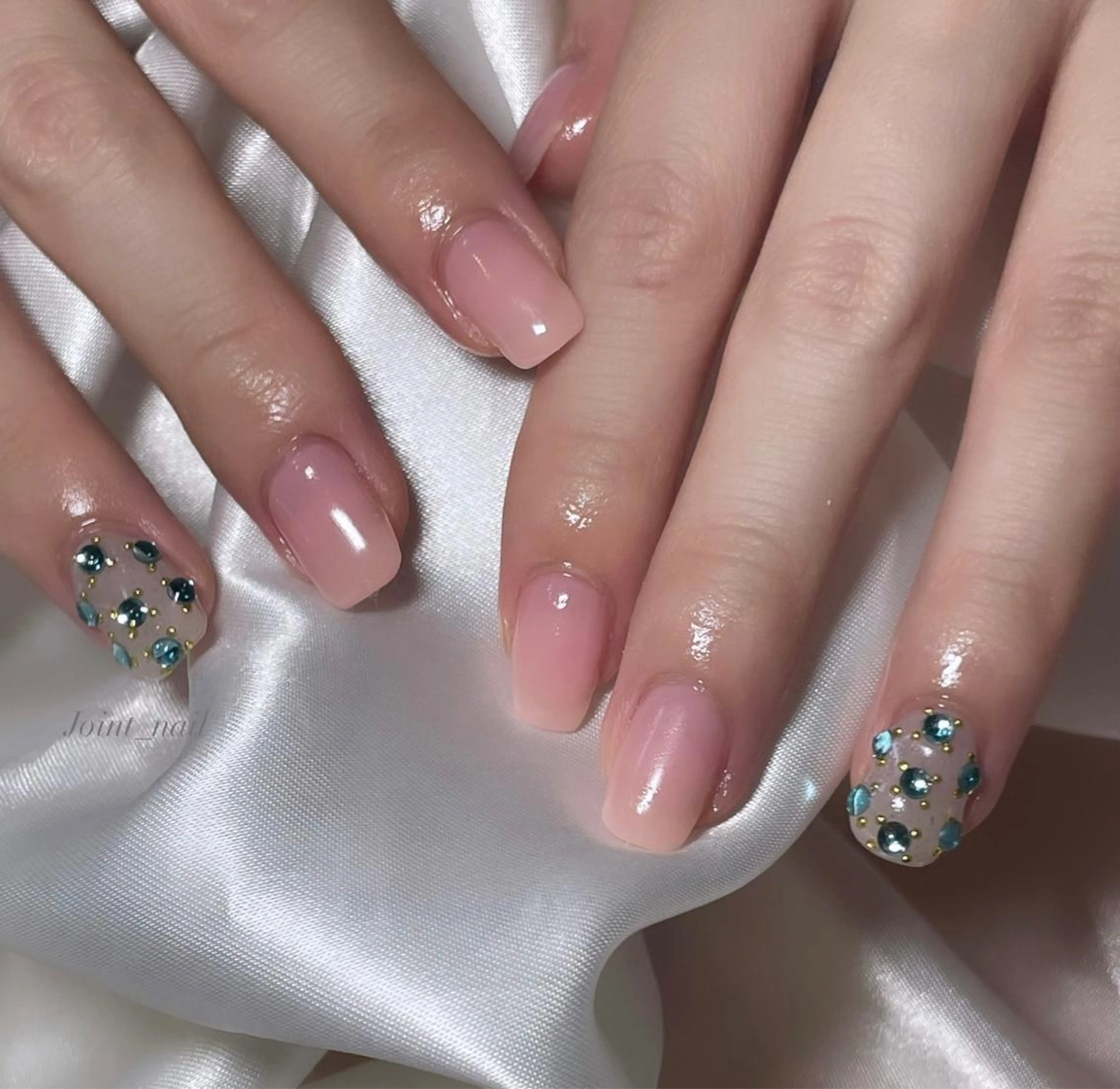 ネイル ブルー ストーンネイル Joint_ nailのネイルデザイン