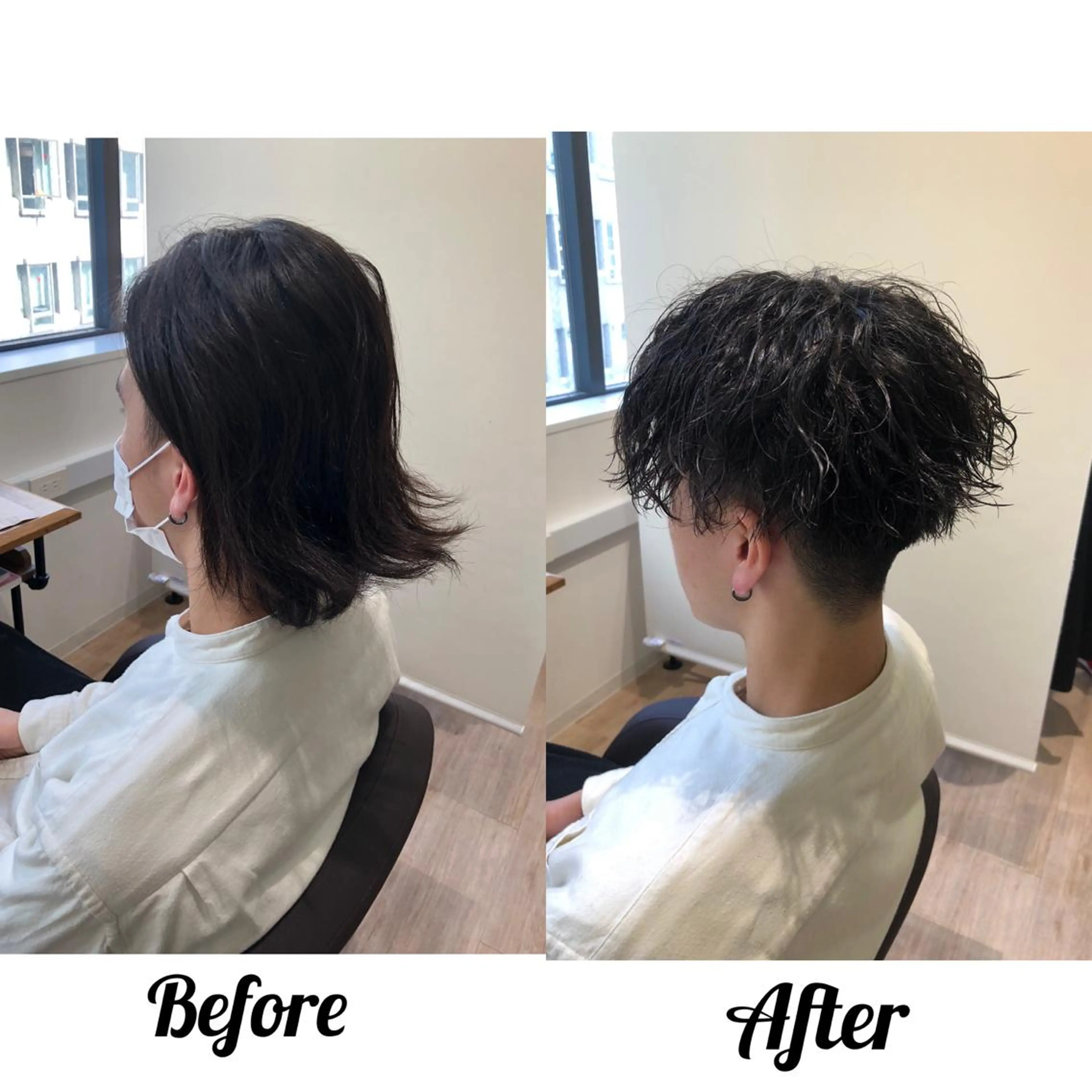 ショート カラー パーマ メンズ 関西センターパート メンズモデル募集のヘアスタイル