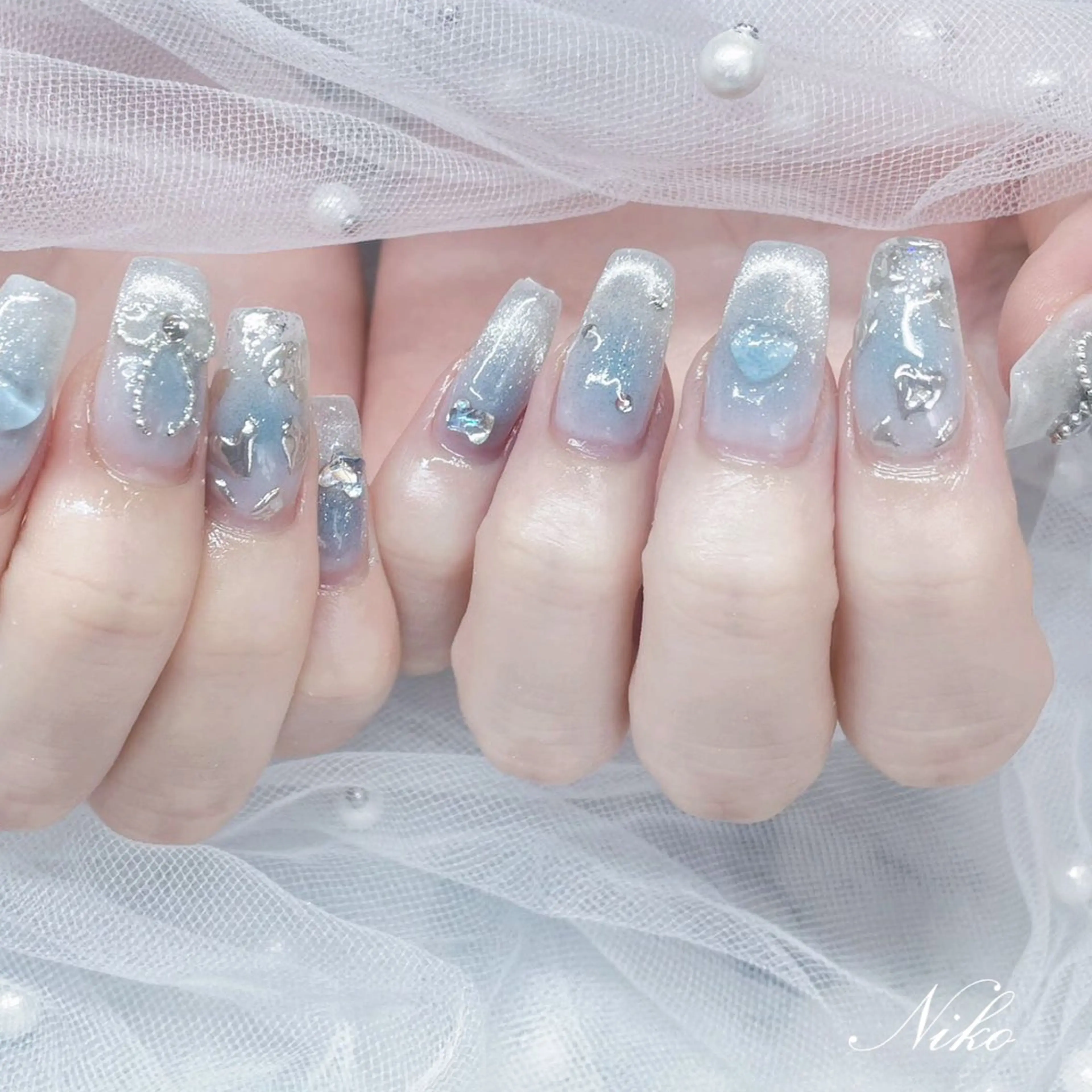 ネイル チークネイル 長さ出し フラッシュネイル フットネイル フレンチネイル Niko nailサロンのネイルデザイン