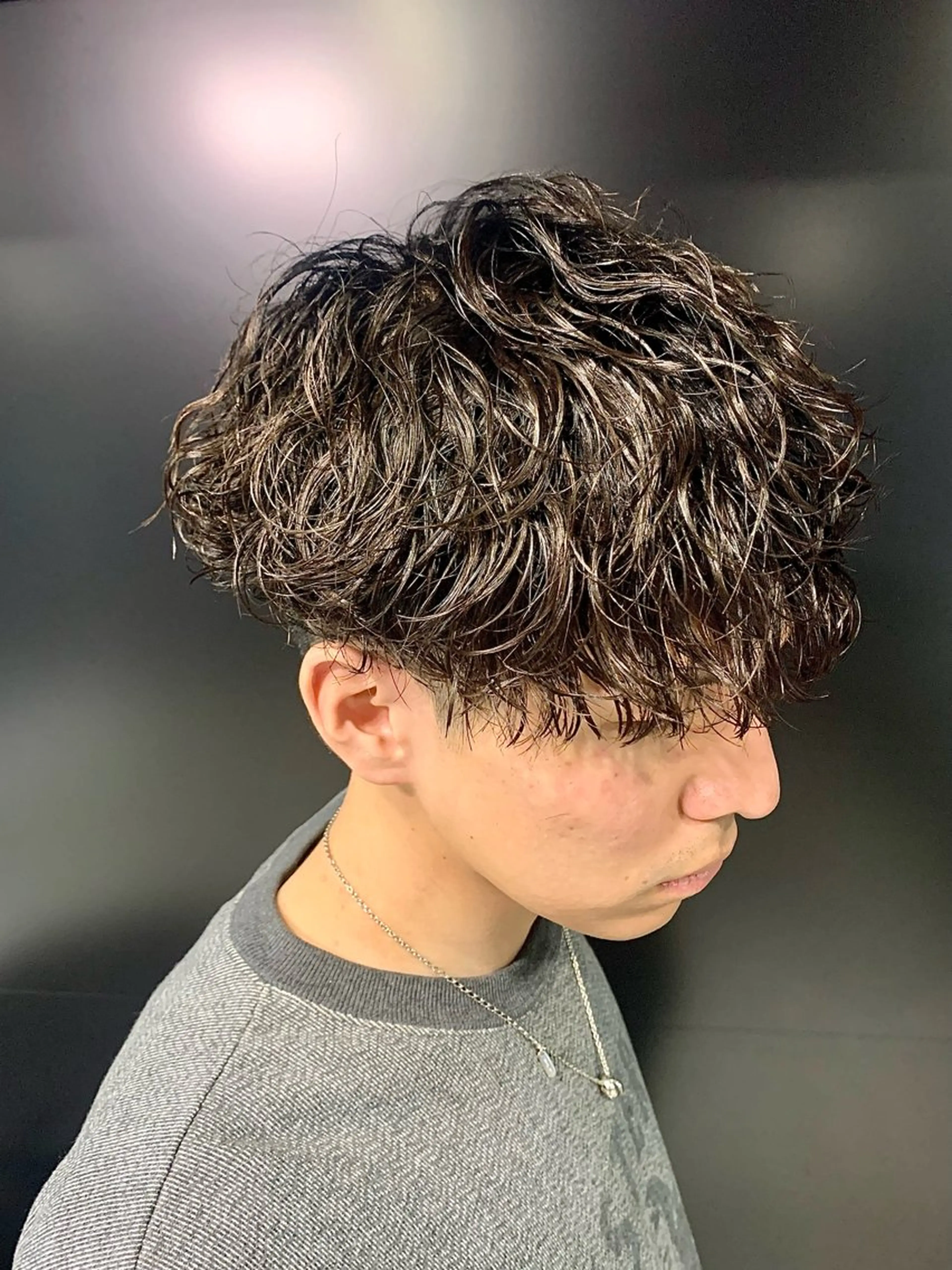 ミディアム ミディアムパーマ カット パーマ ヘアセット メンズパーマ/難波/ 心斎橋　室園亮佑のヘアスタイル