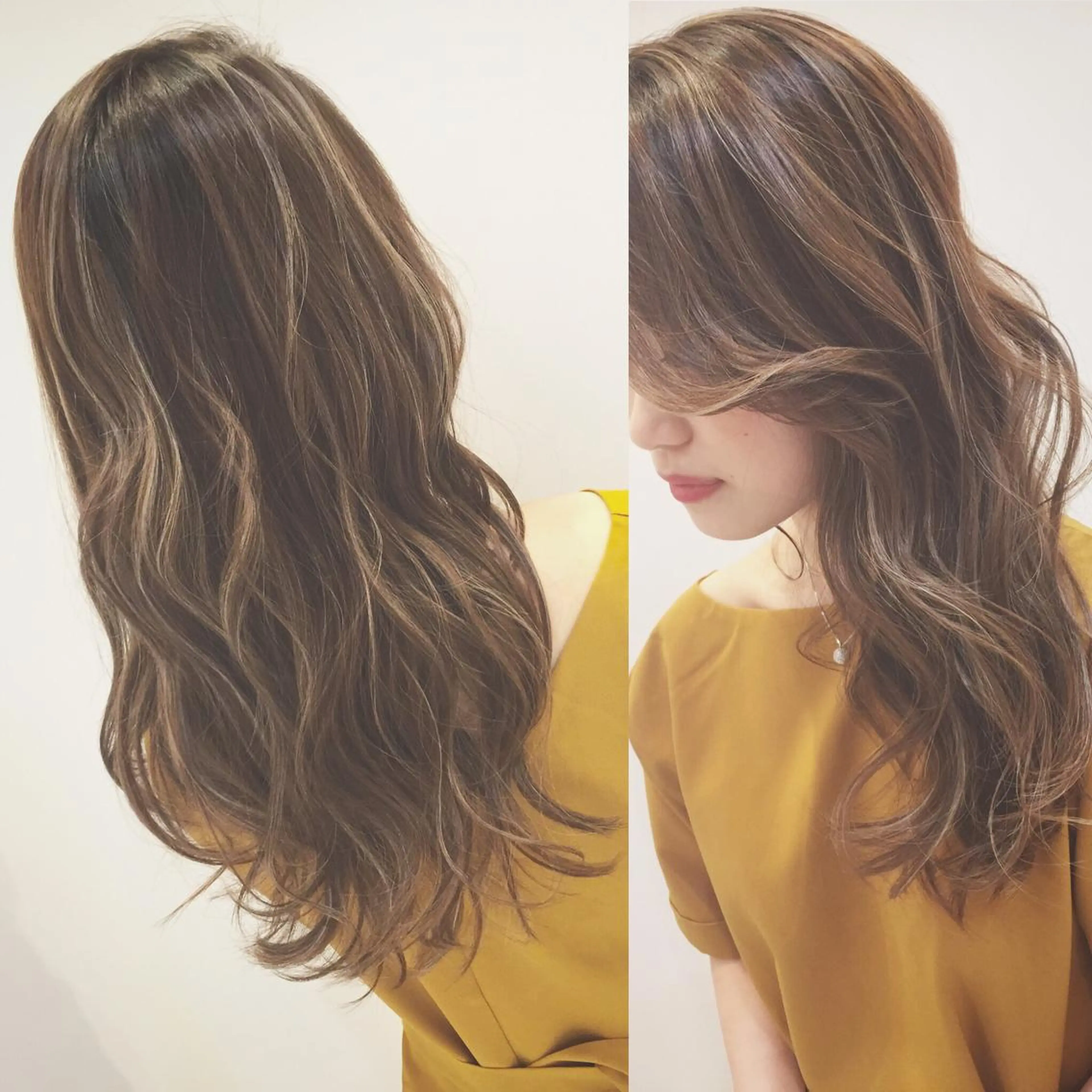 ミディアム セミロング ロング カラー ベージュカラー ハイライトカラー ハイライト ハイトーン×髪質改善 KENTAのヘアスタイル