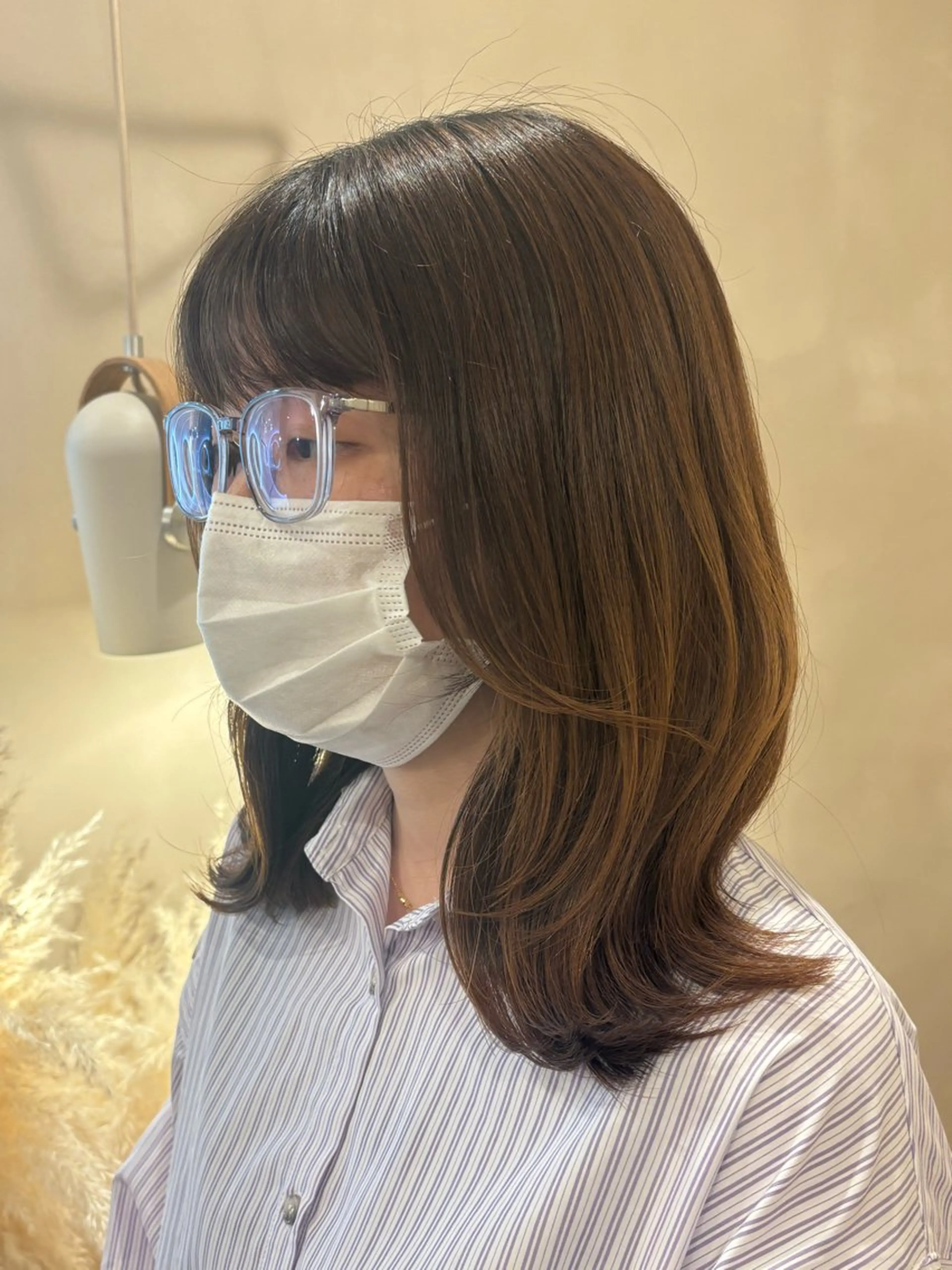 ミディアム くびれヘア レイヤーカット シンバヒナノ/パーマ レイヤー/髪質改善のヘアスタイル