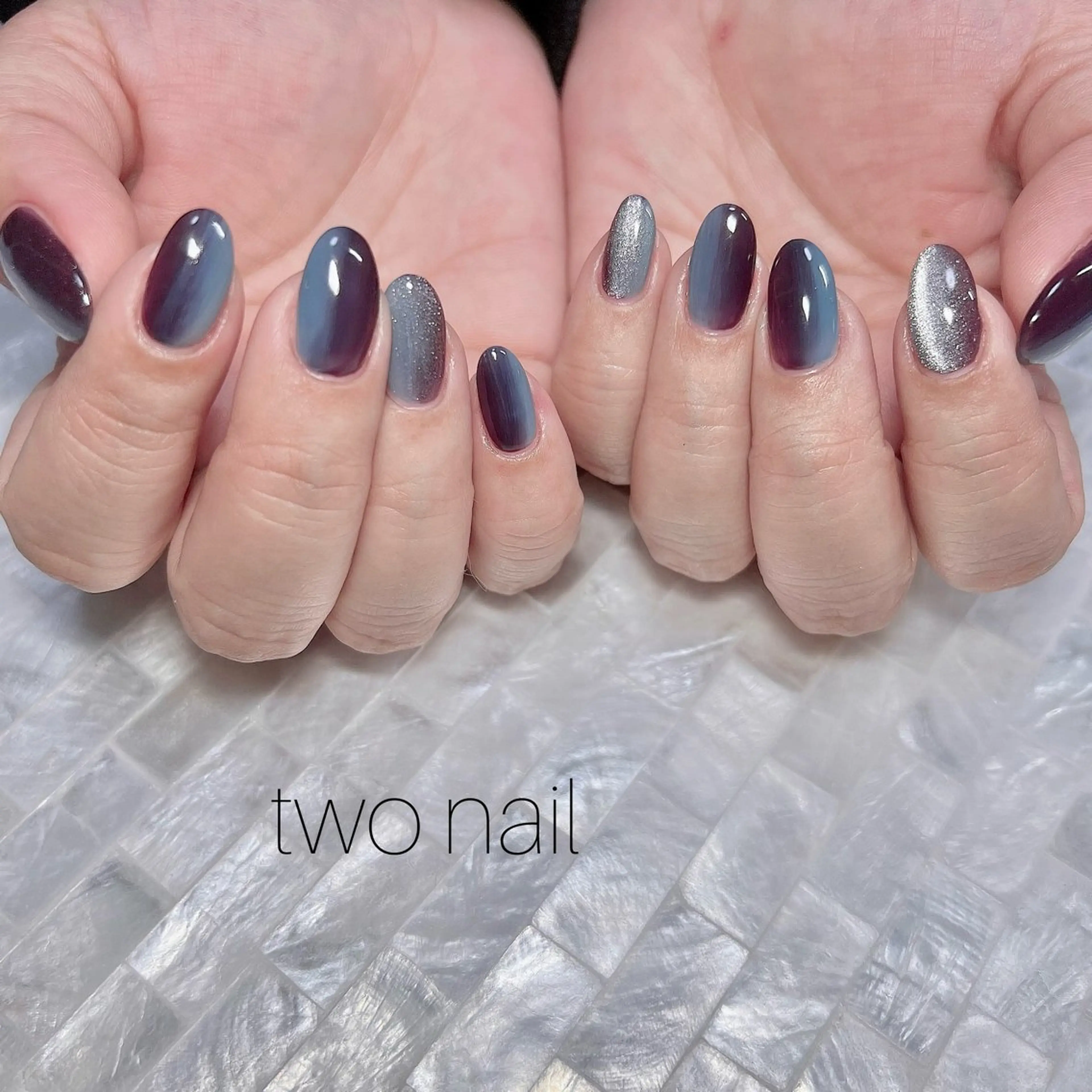 ネイル アートネイル マグネットネイル ネイルチップ ホワイト ハンドネイル two nailのネイルデザイン