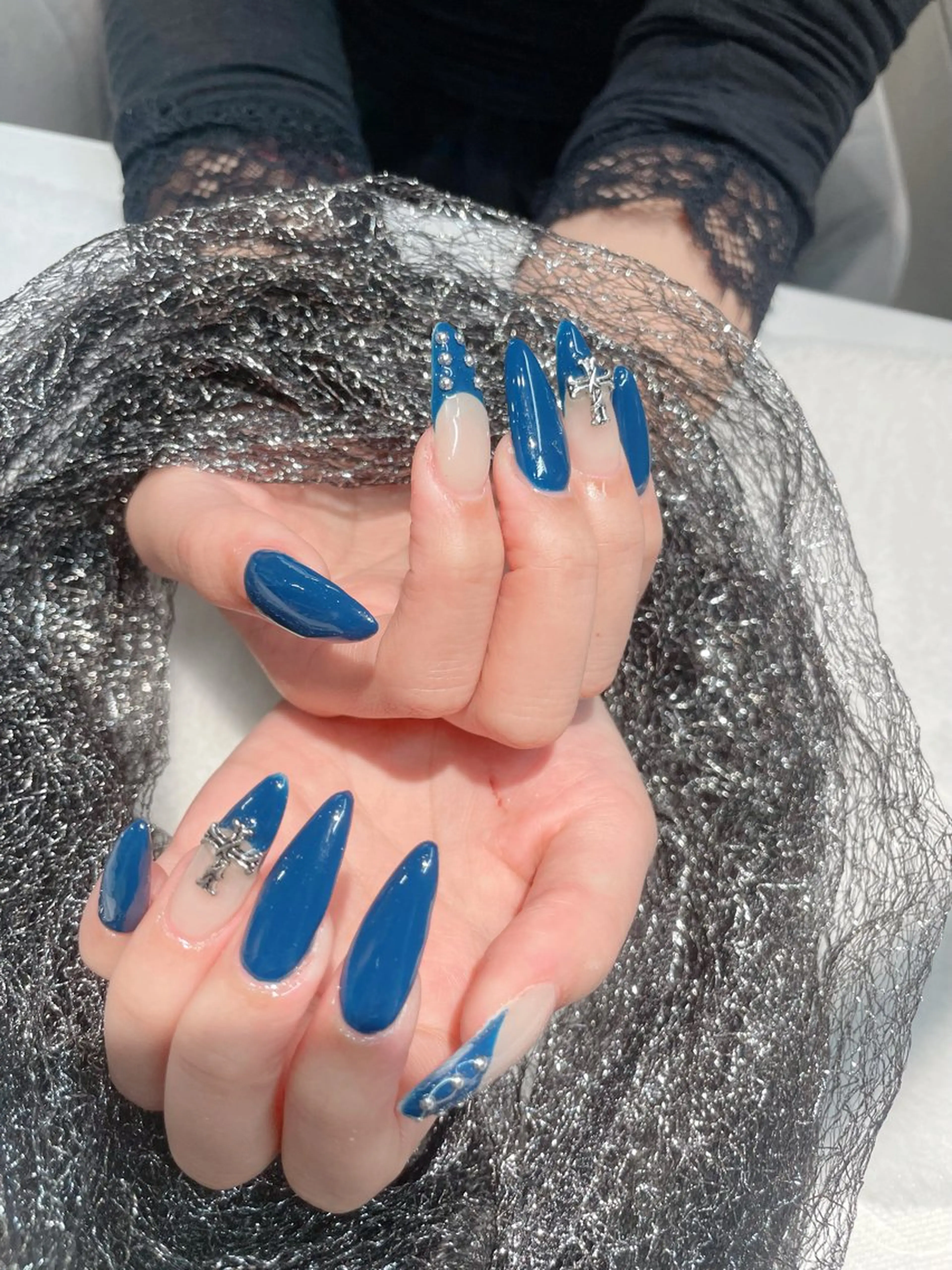 ネイル ブルー ネイビー I-nail Moeのネイルデザイン