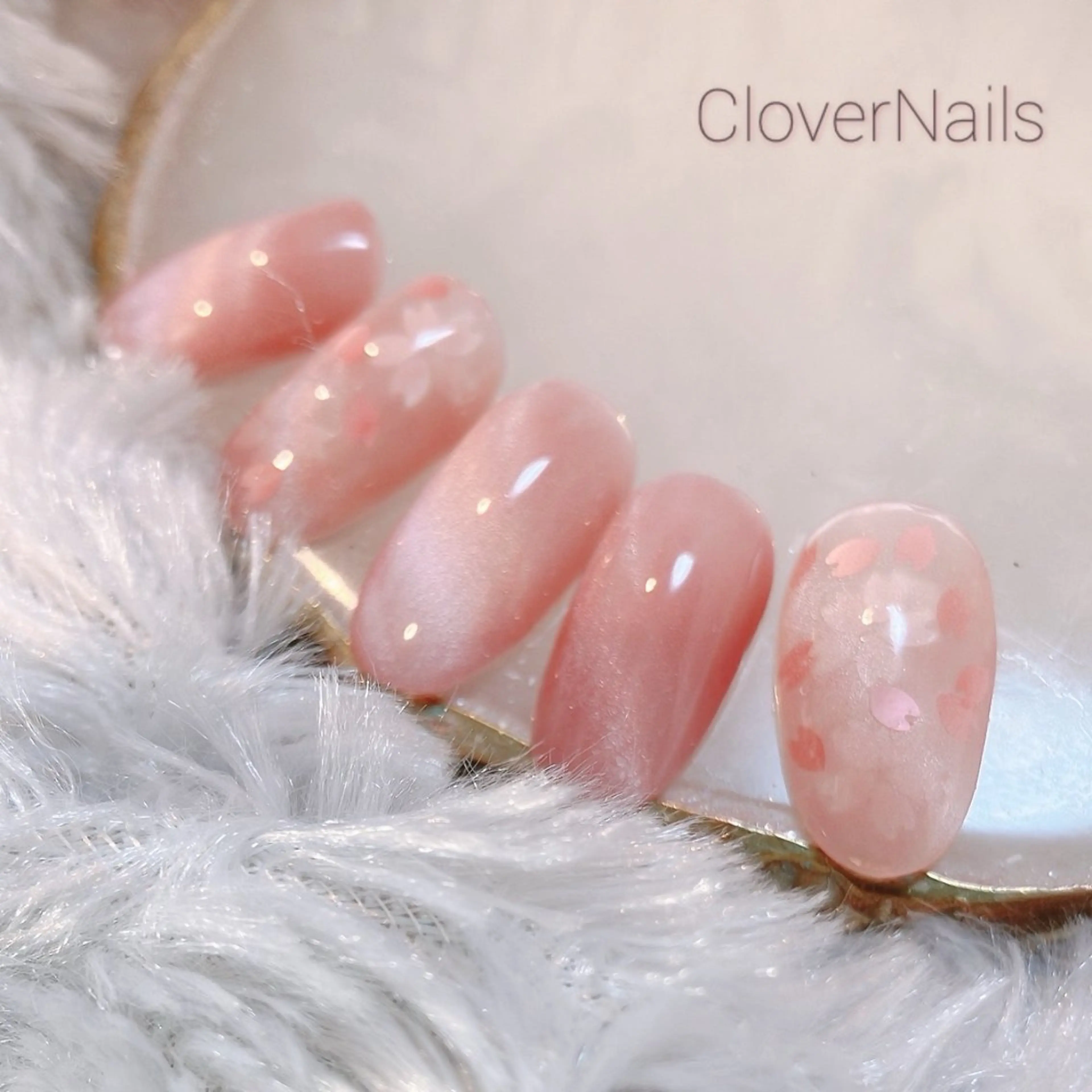 ネイル 桜ネイル マグネットネイル オフィスネイル ピンク 春ネイル ハンドネイル 自宅ネイルサロン クロバーネイルのネイルデザイン