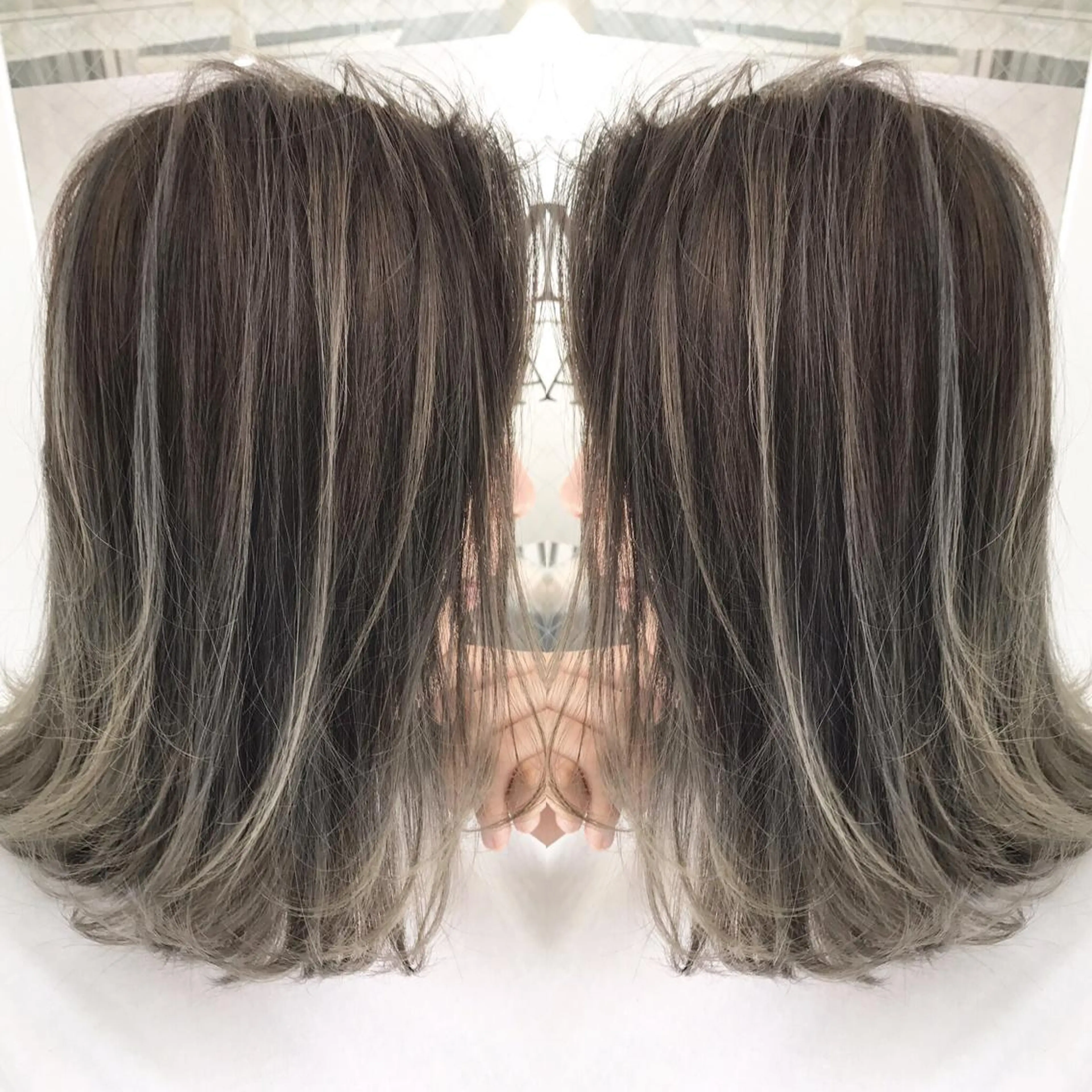 ミディアム カラー ヘアアレンジ ヘアカラー トリートメント 縮毛矯正 髪質改善寺坂雄飛💐のヘアスタイル