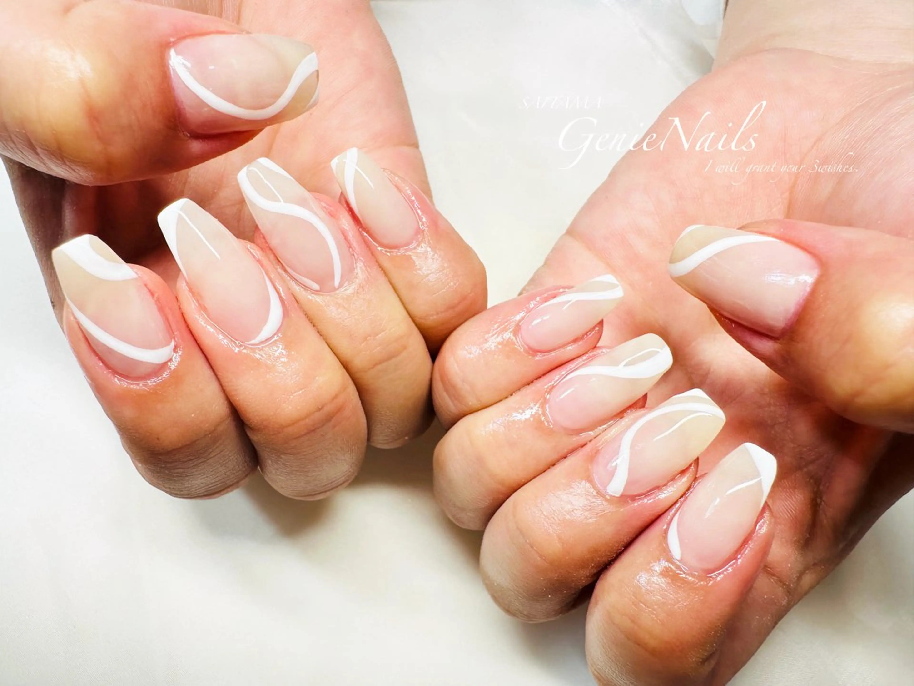 メンズ ネイル アートネイル 長さ出し ロングネイル 持ち込み シンプルネイル Genie Nailsのネイルデザイン