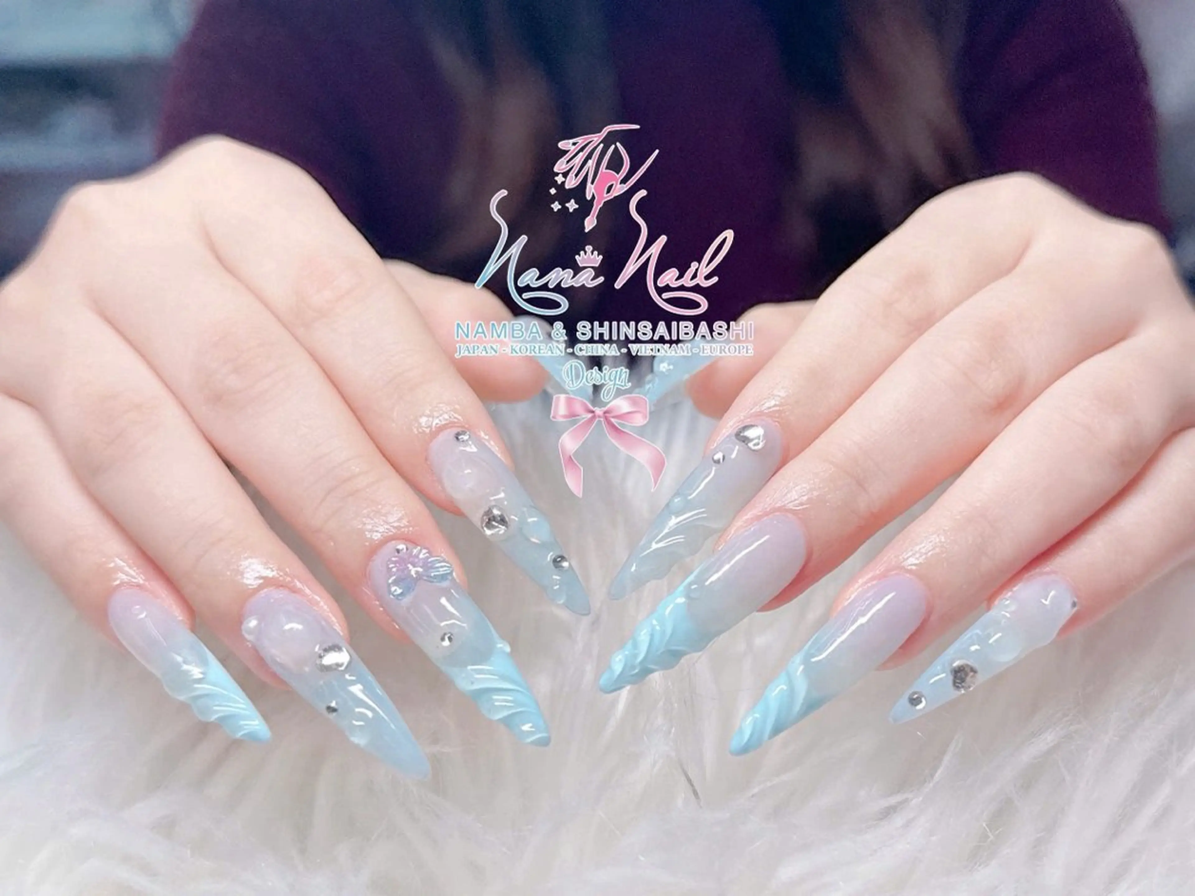 ロング 韓国風ヘア ロング クリスマス ハンドネイル Linanail Nambaのマツエク・マツパデザイン