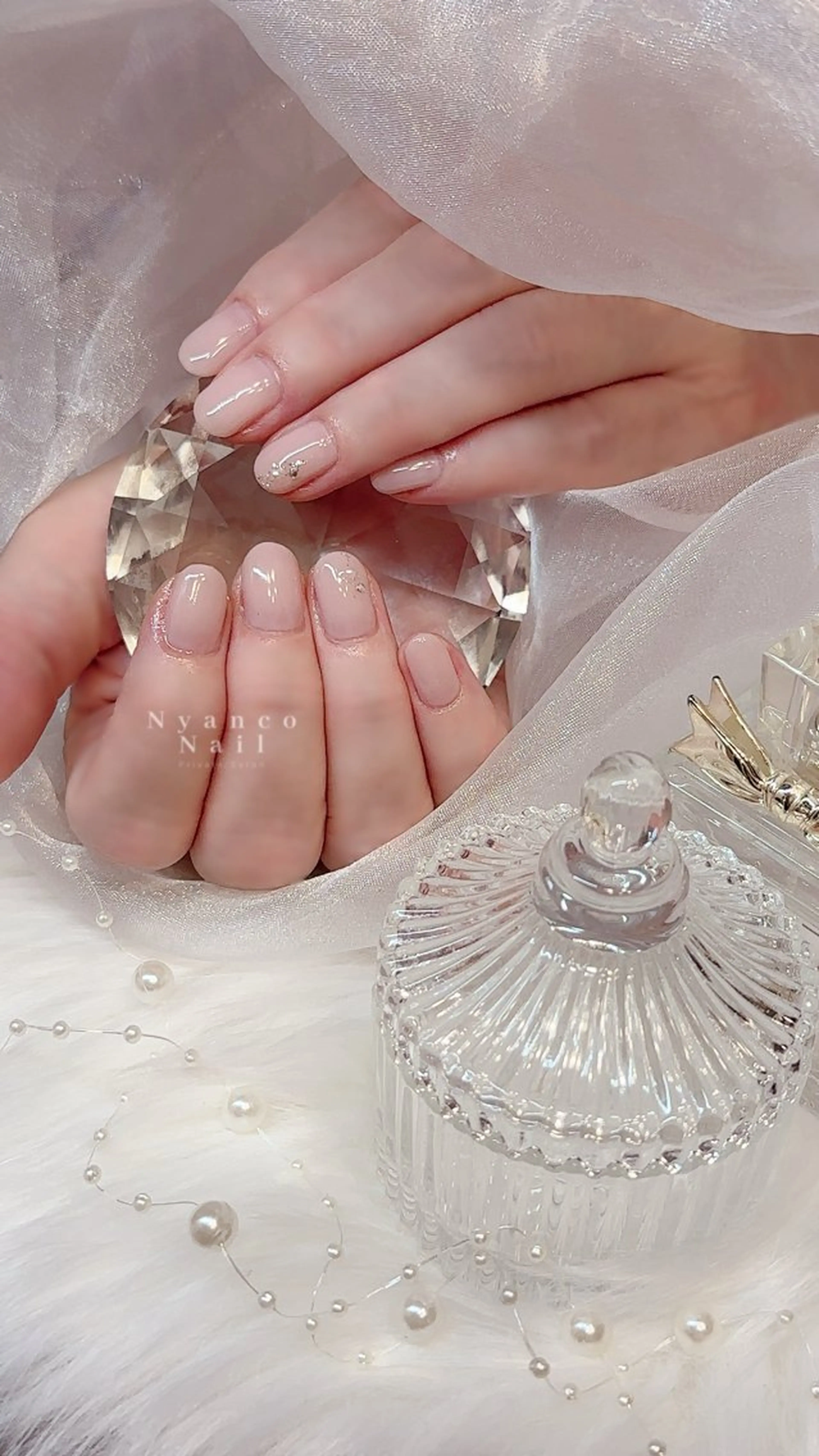 ネイル ジェルネイル 氷ネイル・うるうるネイル キラキラネイル ラメ(グリッター) ワンカラーネイル Nyanco Nailのネイルデザイン