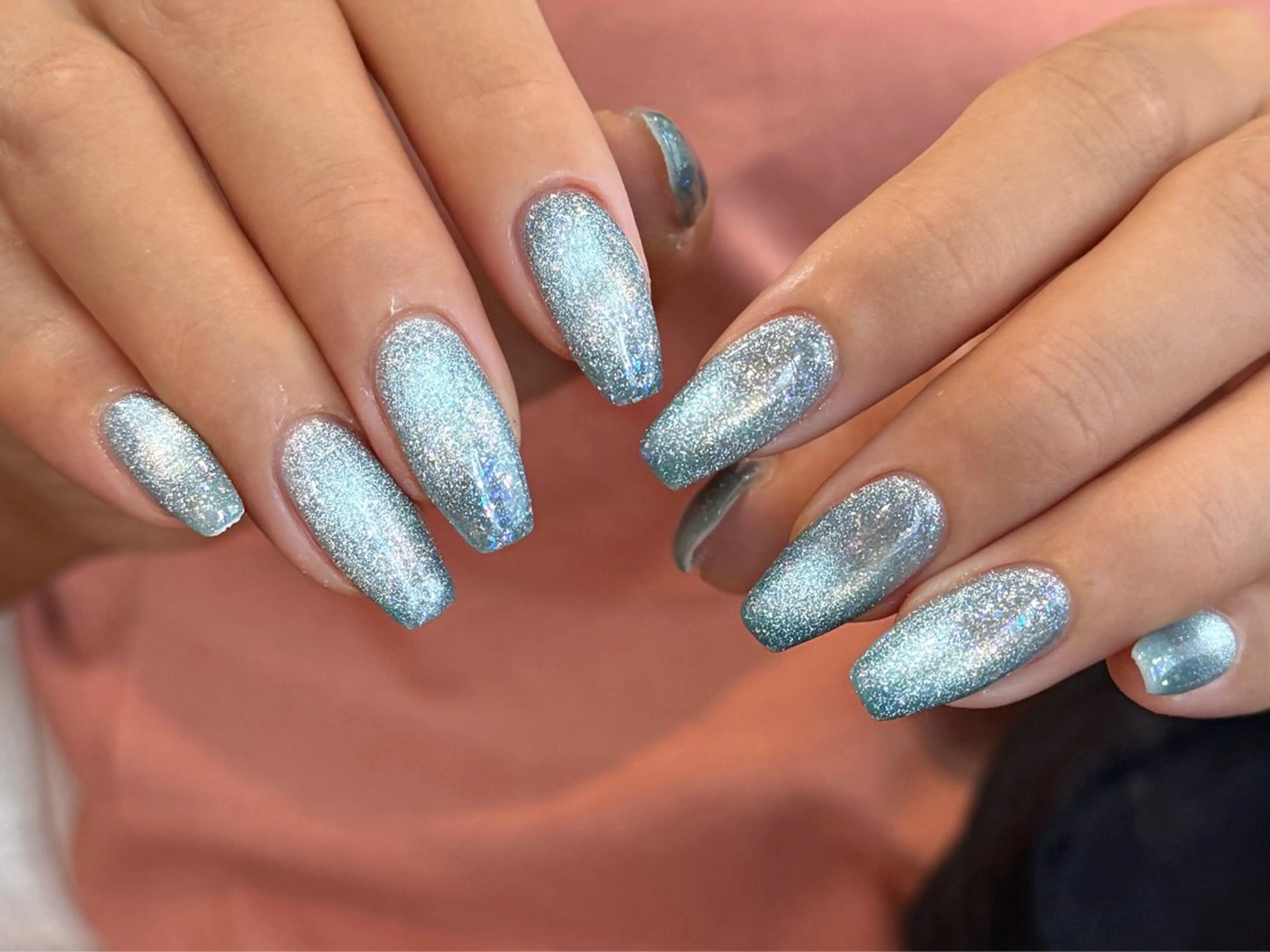 ネイル オーロラネイル 長さ出し フレンチネイル ジェルネイル ガラスフレンチ ハンドネイル Rela・S NAILのネイルデザイン