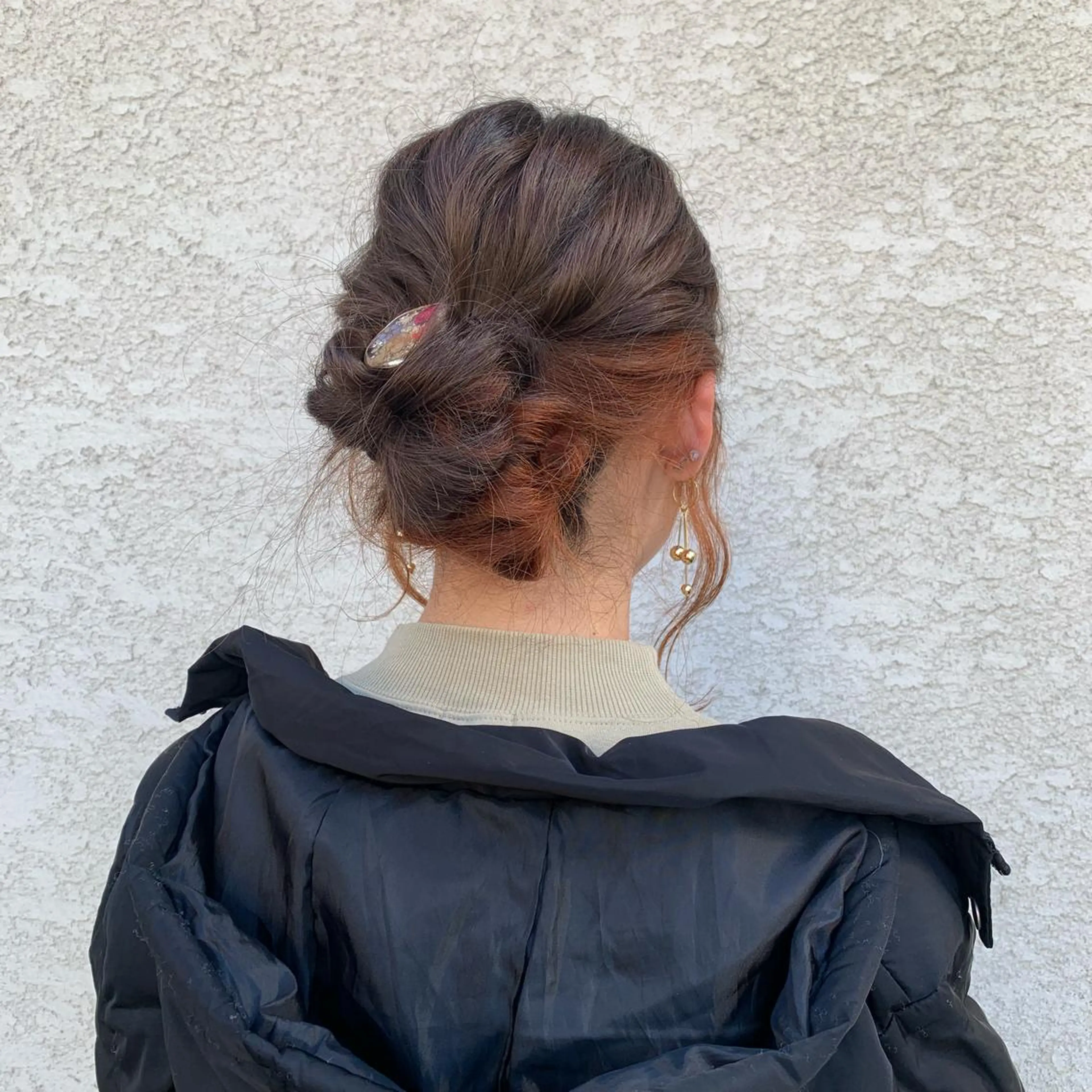 セミロング カラー ヘアアレンジ オレンジ ヘアカラー トリートメント 韓国×巻ける髪質改善 💍maki💍のヘアスタイル