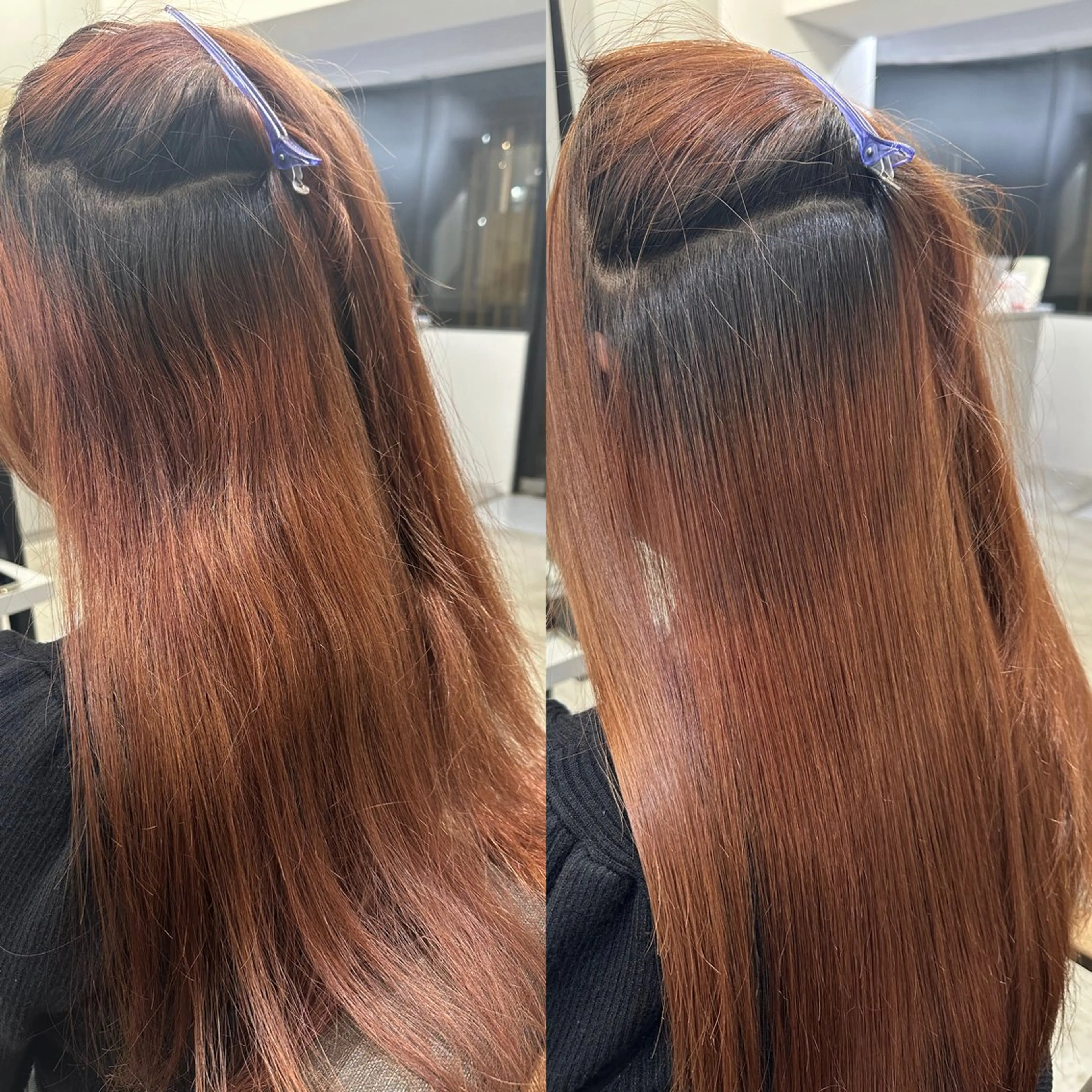 ロング 縮毛矯正 絶対綺麗な暖色カラー 🎯あります✨増渕✨のヘアスタイル