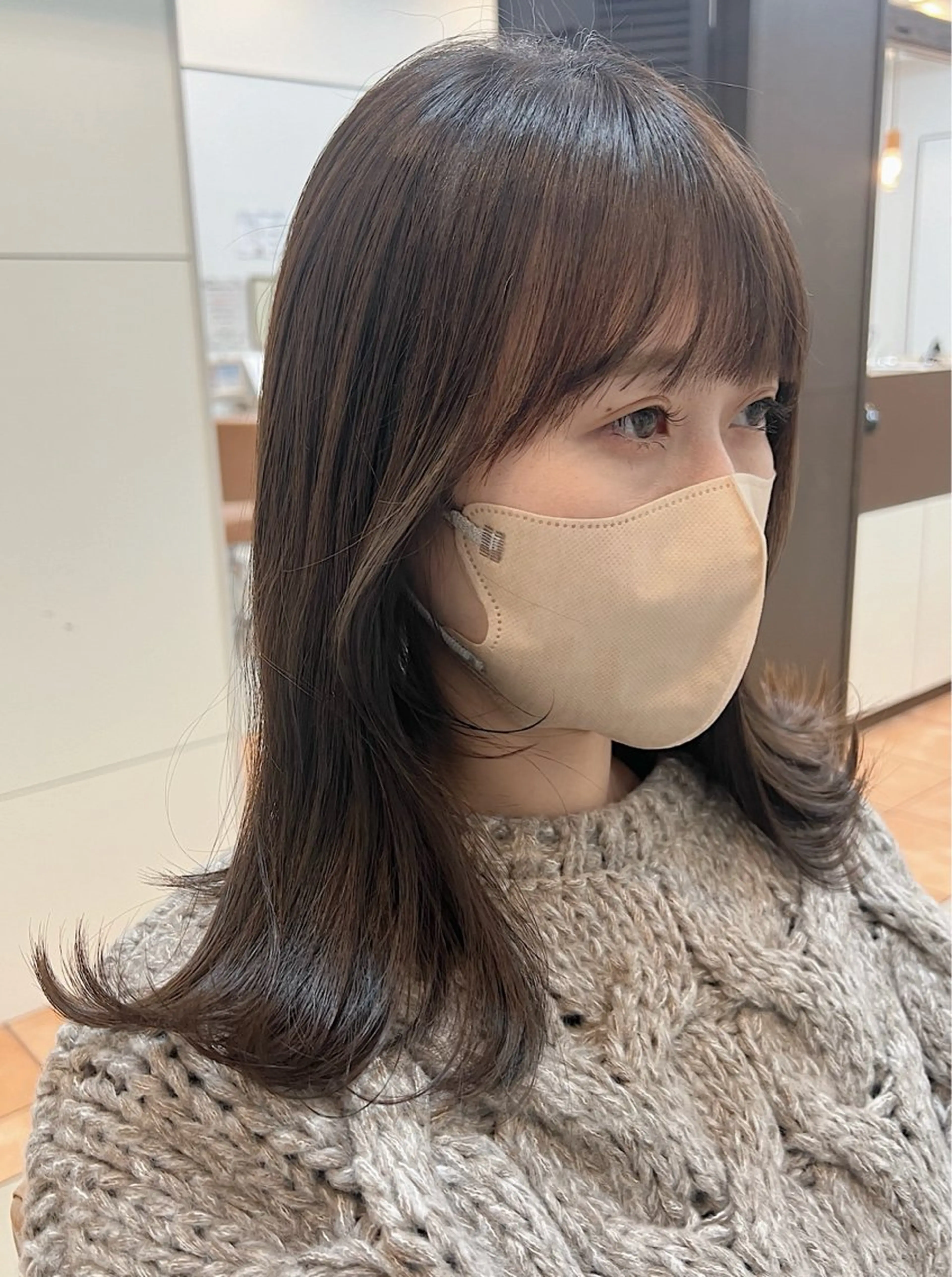 ミディアム カラー アッシュ 韓国風ヘア カット ヘアカラー トリートメント 頭皮×髪質改善 透明感カラー💎中村のヘアスタイル