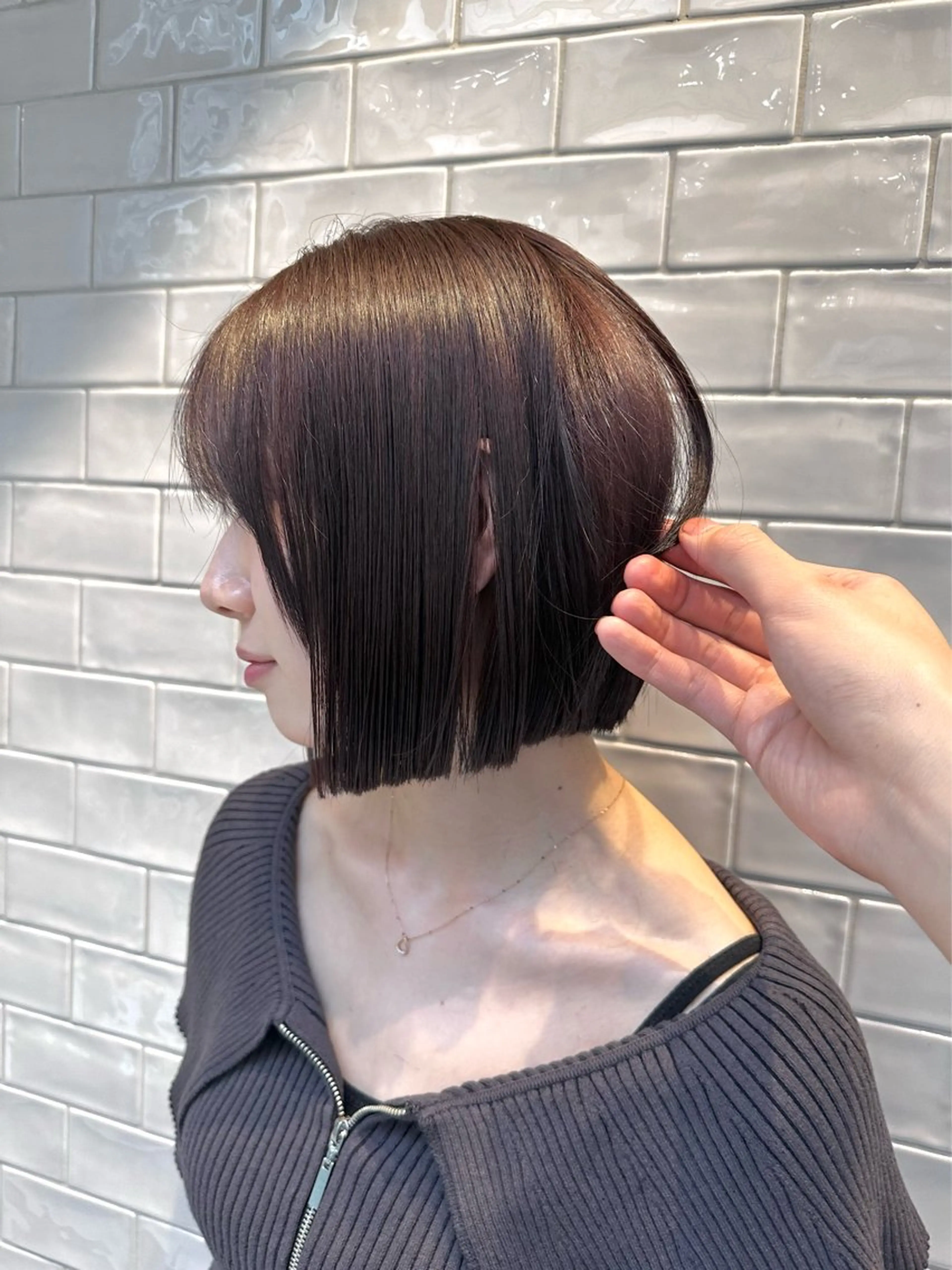 ショート カラー ブリーチ ブラウンカラー ブリーチなしカラー ボブ カット ヘアカラー トリートメント 矢野 晃平のヘアスタイル