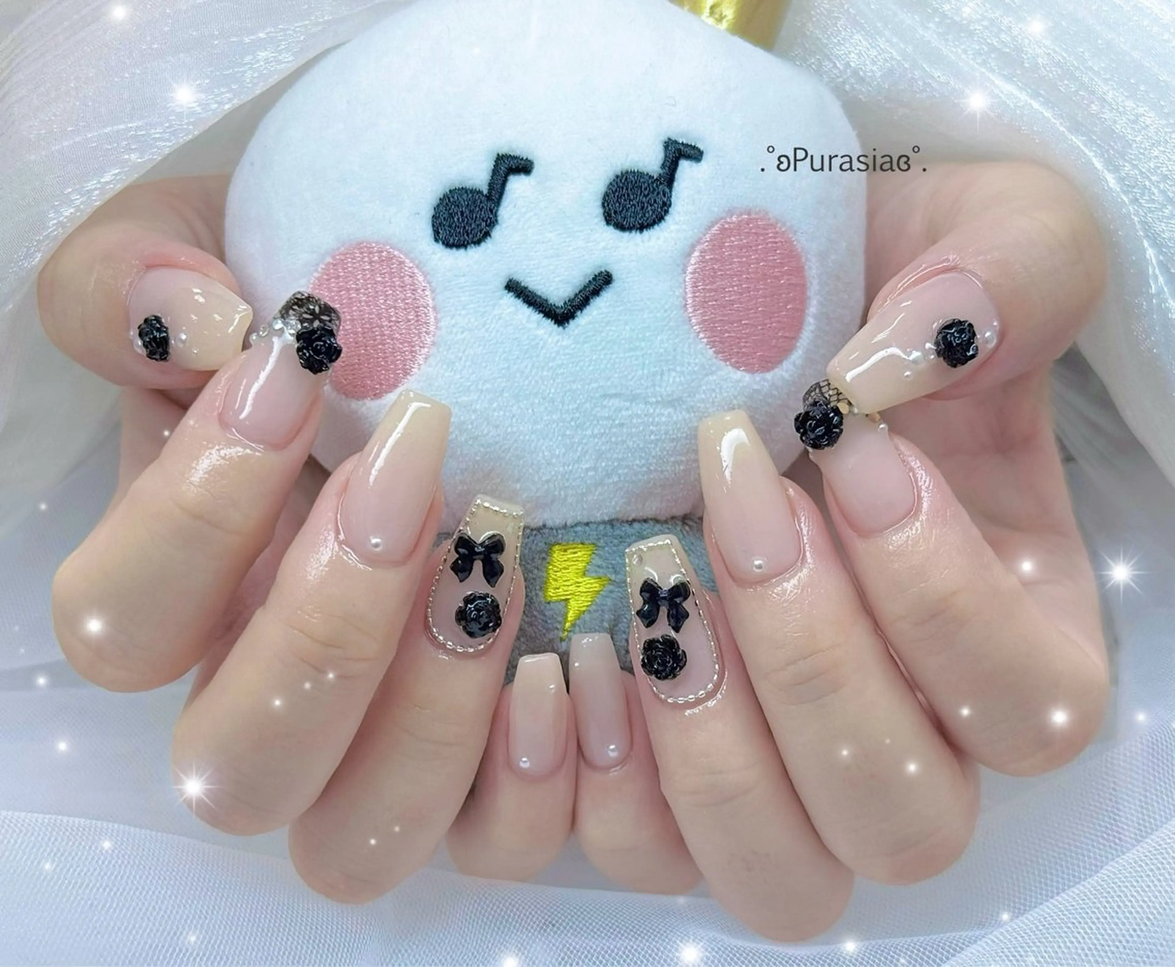 ネイル レース ワンホンネイル ハンドネイル Purasia高橋✧ マグ/ワンホン/地雷のネイルデザイン