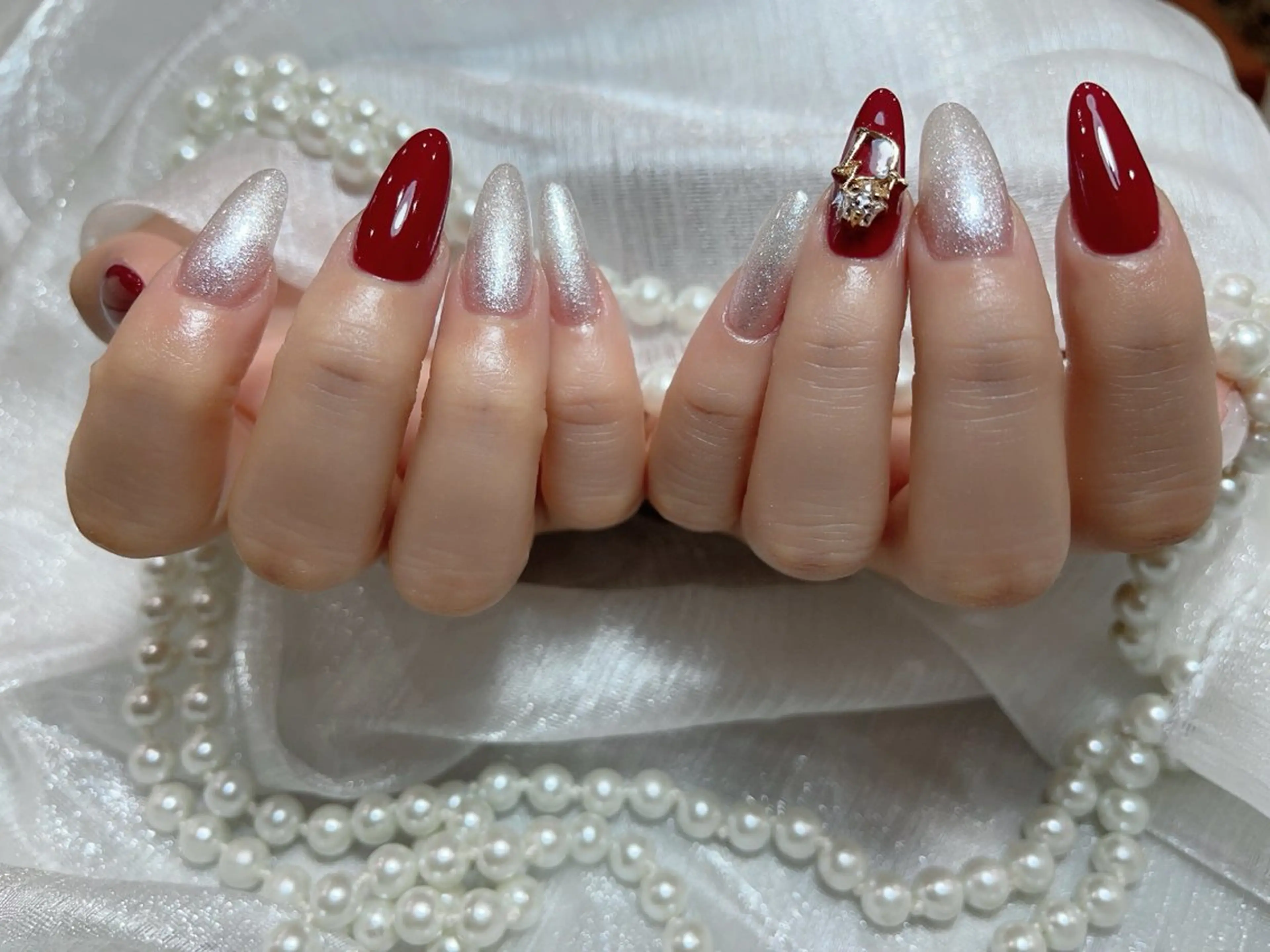 ネイル アートネイル フラッシュネイル フレンチネイル ガラスフレンチ グラデーション M2beauty Renaのネイルデザイン