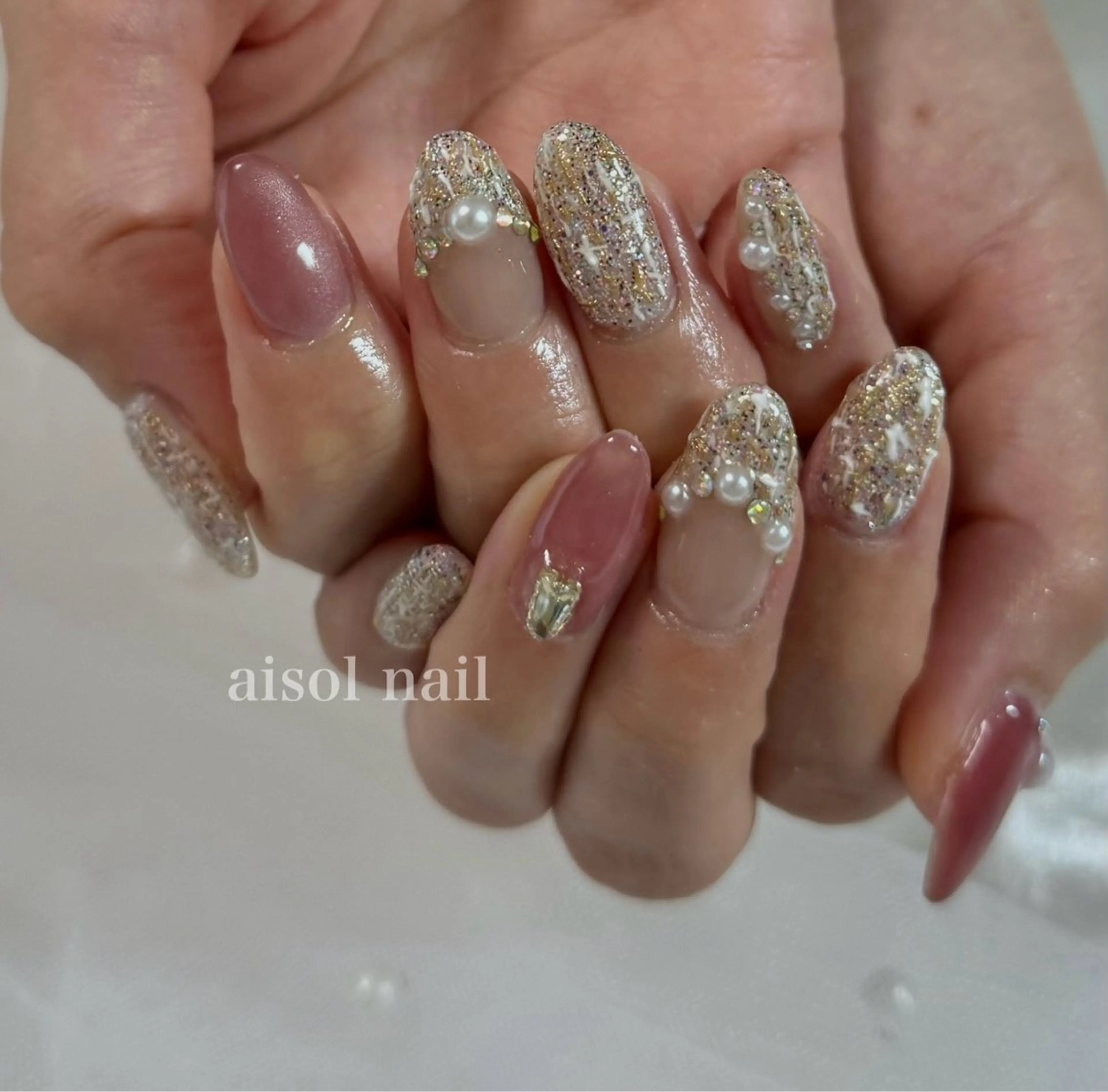 ネイル ツイードネイル ハンドネイル Aisol nail salonのネイルデザイン