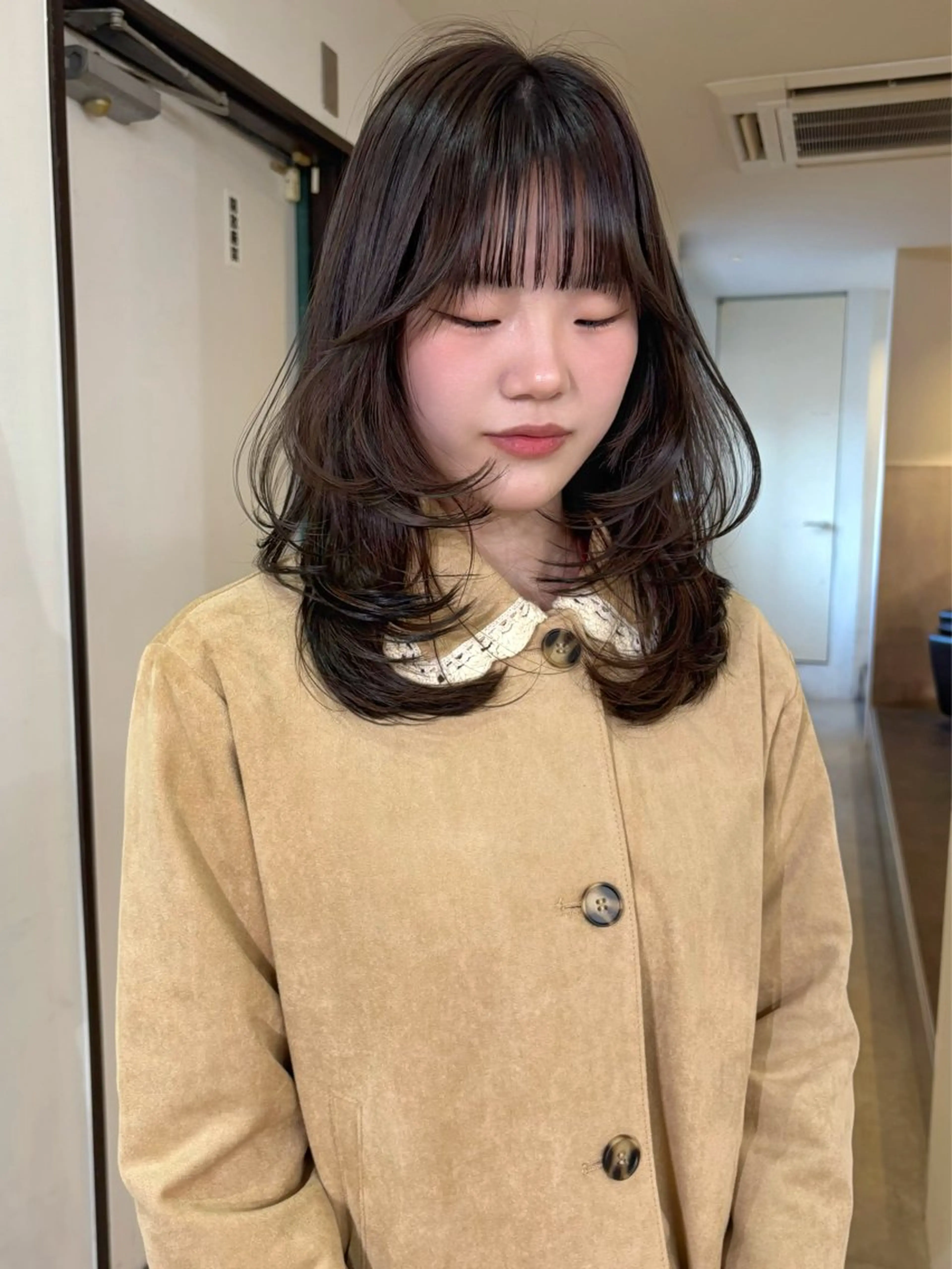 ミディアム カラー カット ヘアカラー mizuki/ピンク ベージュ.レイヤーのヘアスタイル