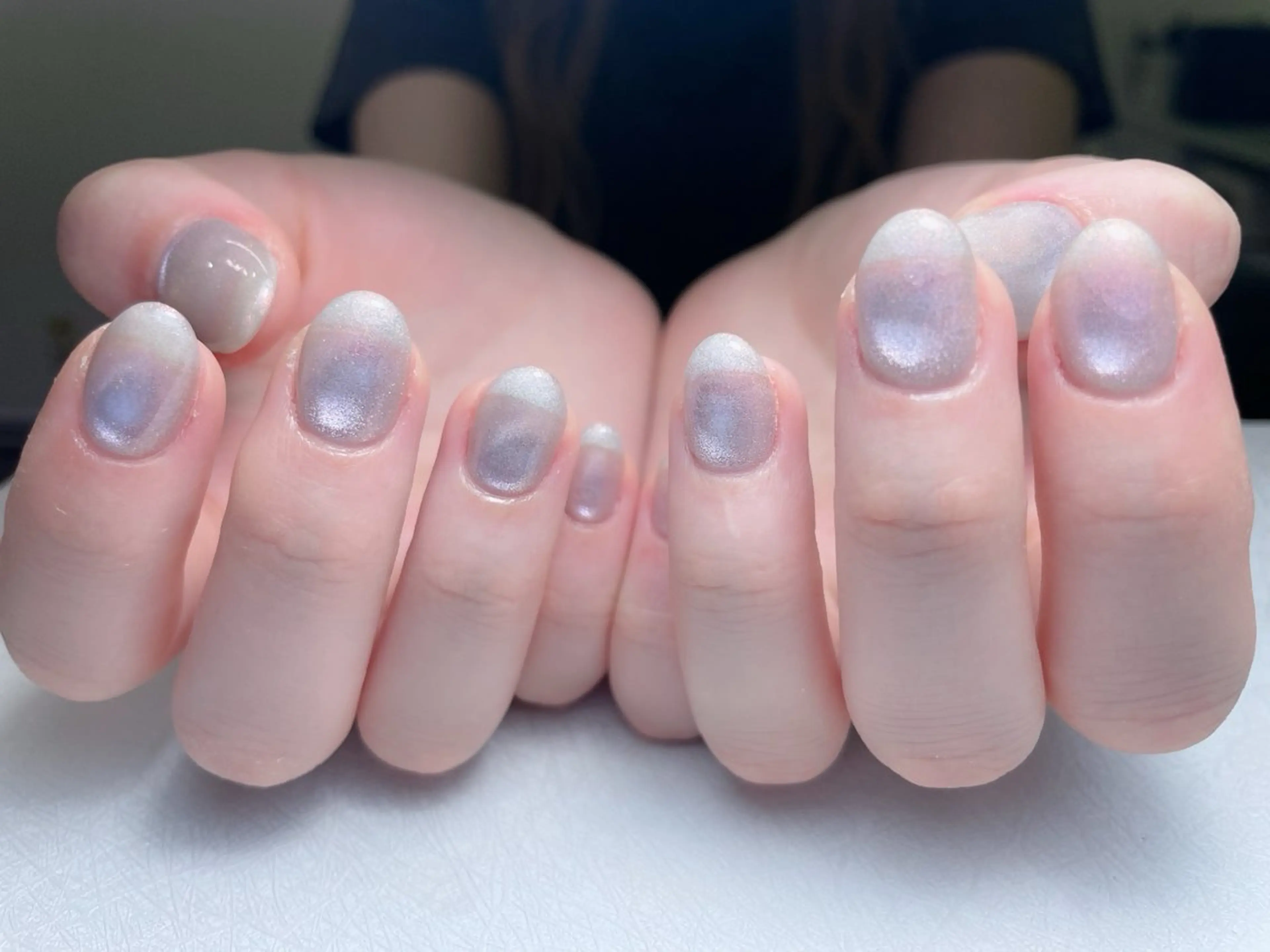 ネイル アートネイル オーロラネイル ブラウン フレンチネイル ガーリー 中野駅から2分 MEO NAILのネイルデザイン