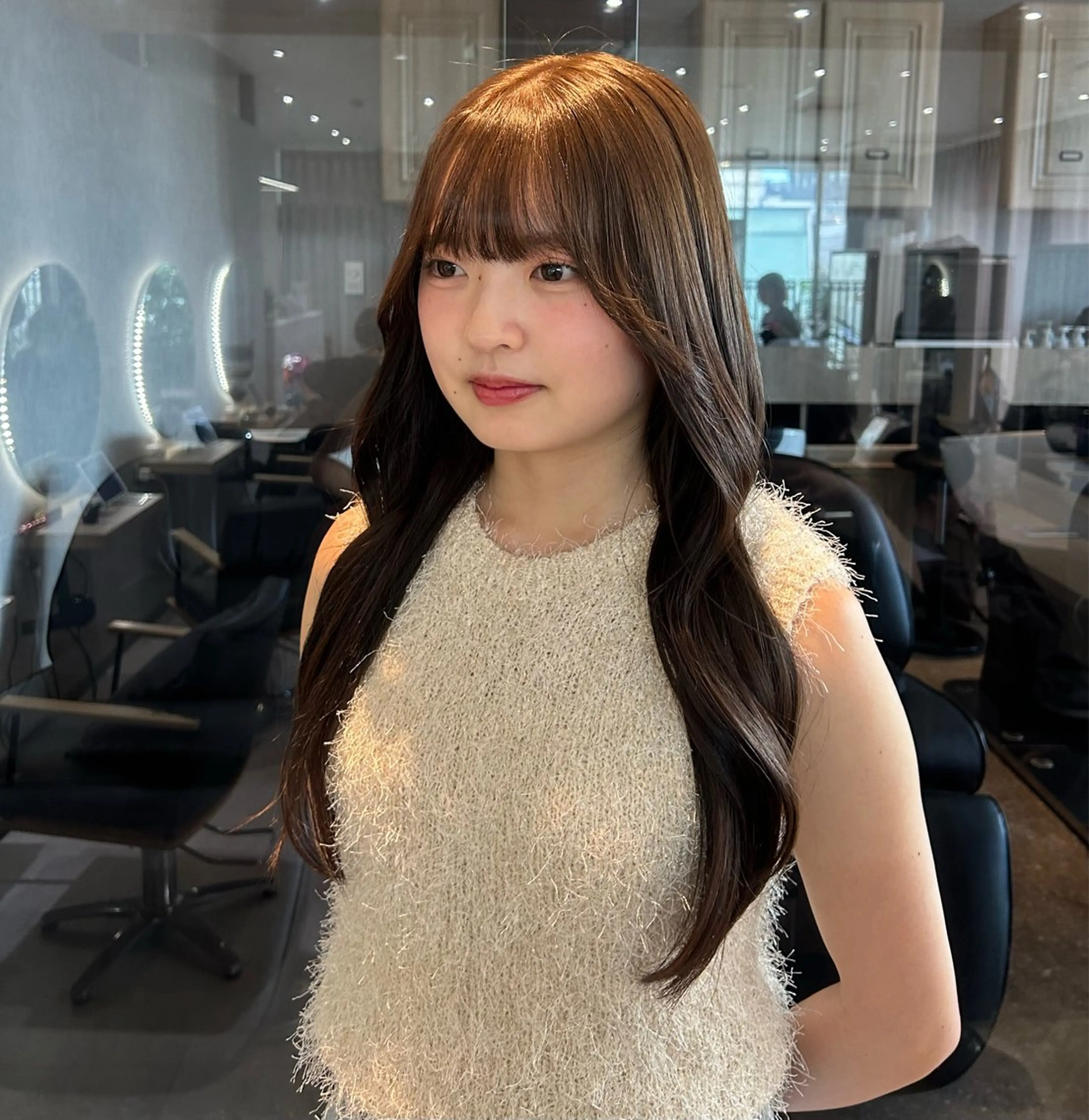 ロング カット ヘアカラー トリートメント ヘッドスパ ヘアセット ハッシュカット🖤✨ 顔周り/韓国ヘアのヘアスタイル