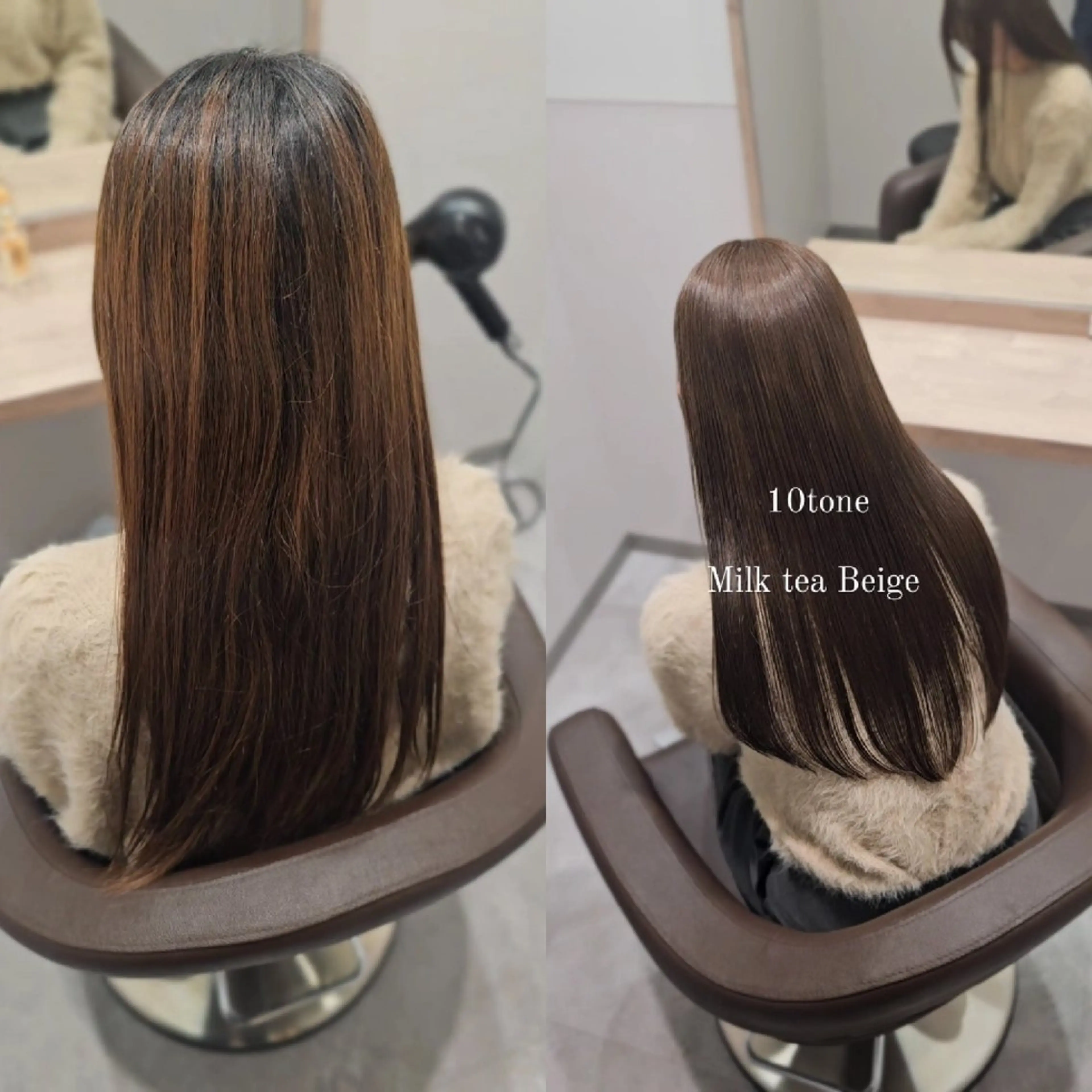 セミロング カラー ベージュカラー ブリーチ ダブルカラー ブリーチなしカラー カット ヘアカラー トリートメント 縮毛矯正をしている人 のためのカラーのヘアスタイル