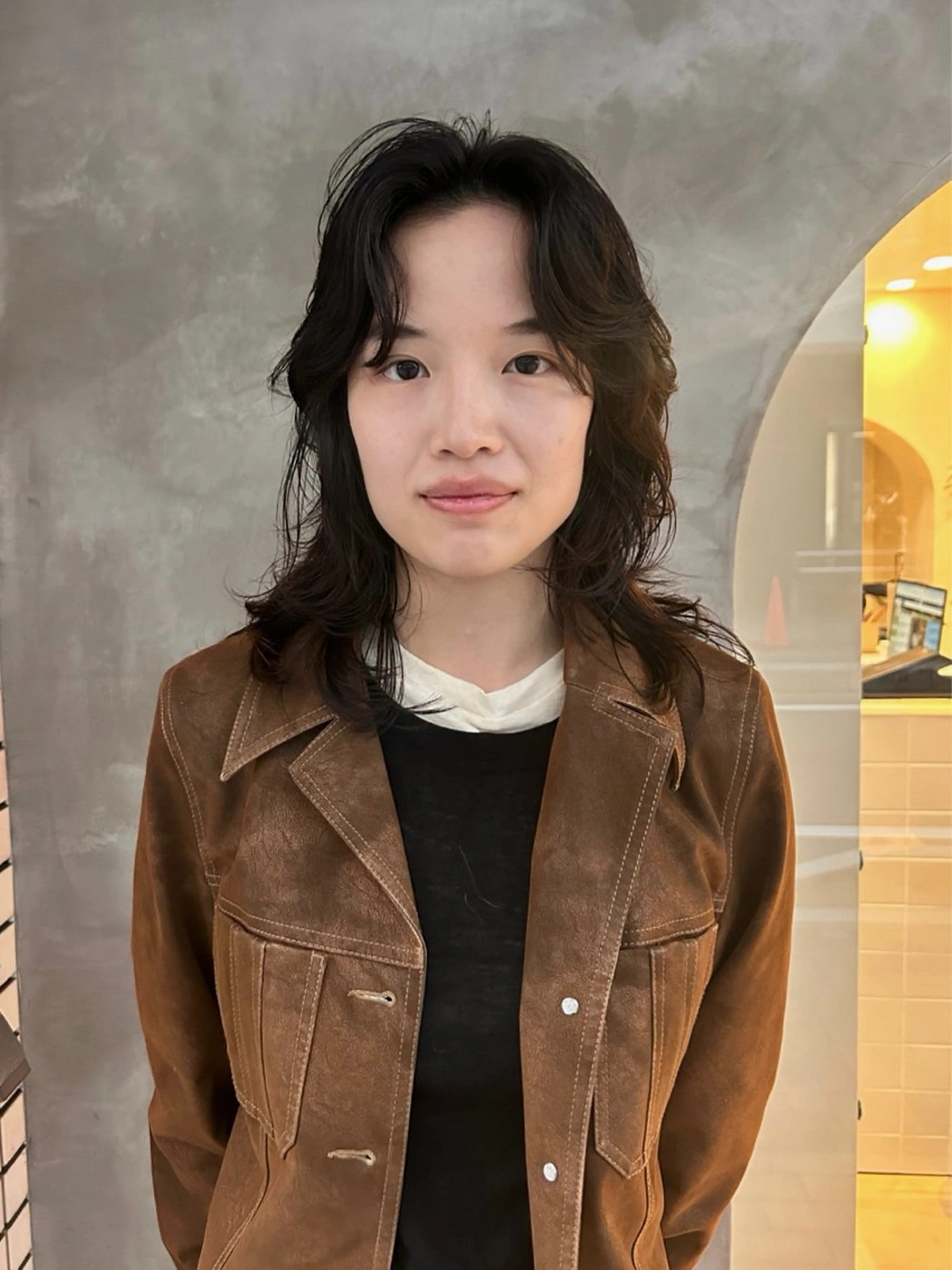 セミロング パーマ デザインカット/ パーマ/nanaのヘアスタイル