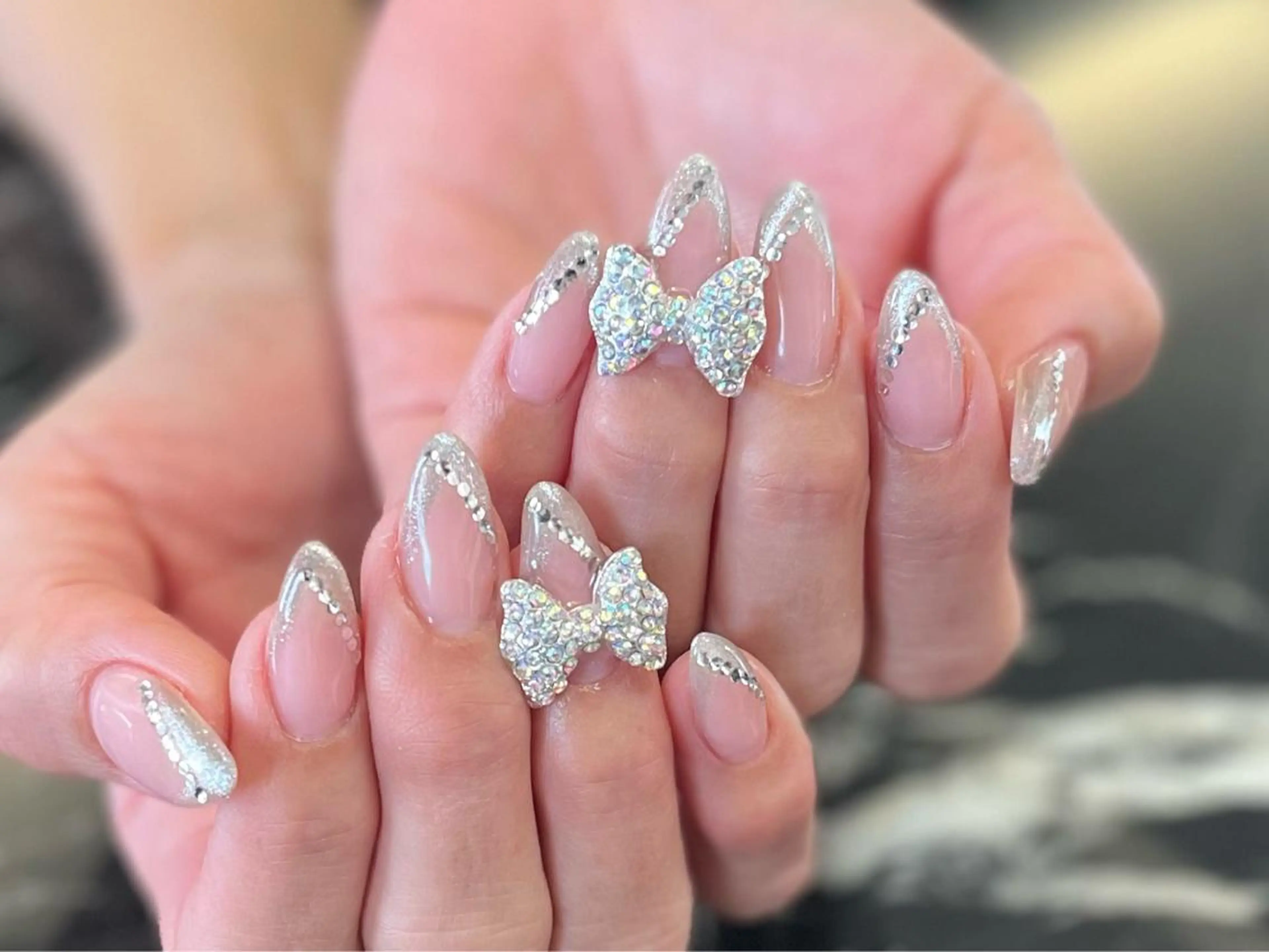 ネイル フットネイル ニュアンスネイル リボン シンプルネイル 春ネイル nail fufla ♡yamane♡のネイルデザイン