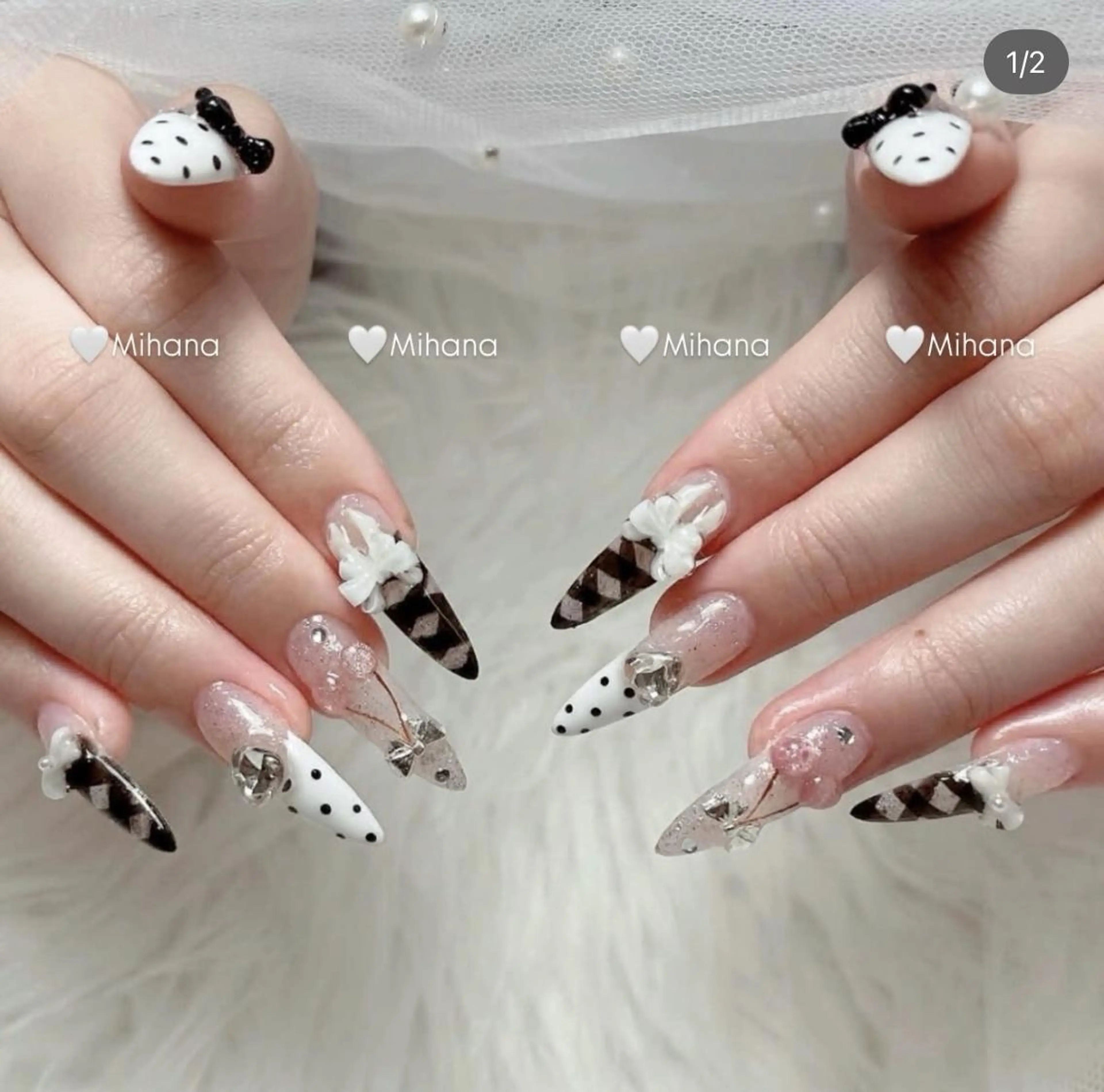 ネイル 長さ出し フレンチネイル グラデーション 卒業式 マグネットネイル ハンドネイル MIHANA YUKIのネイルデザイン