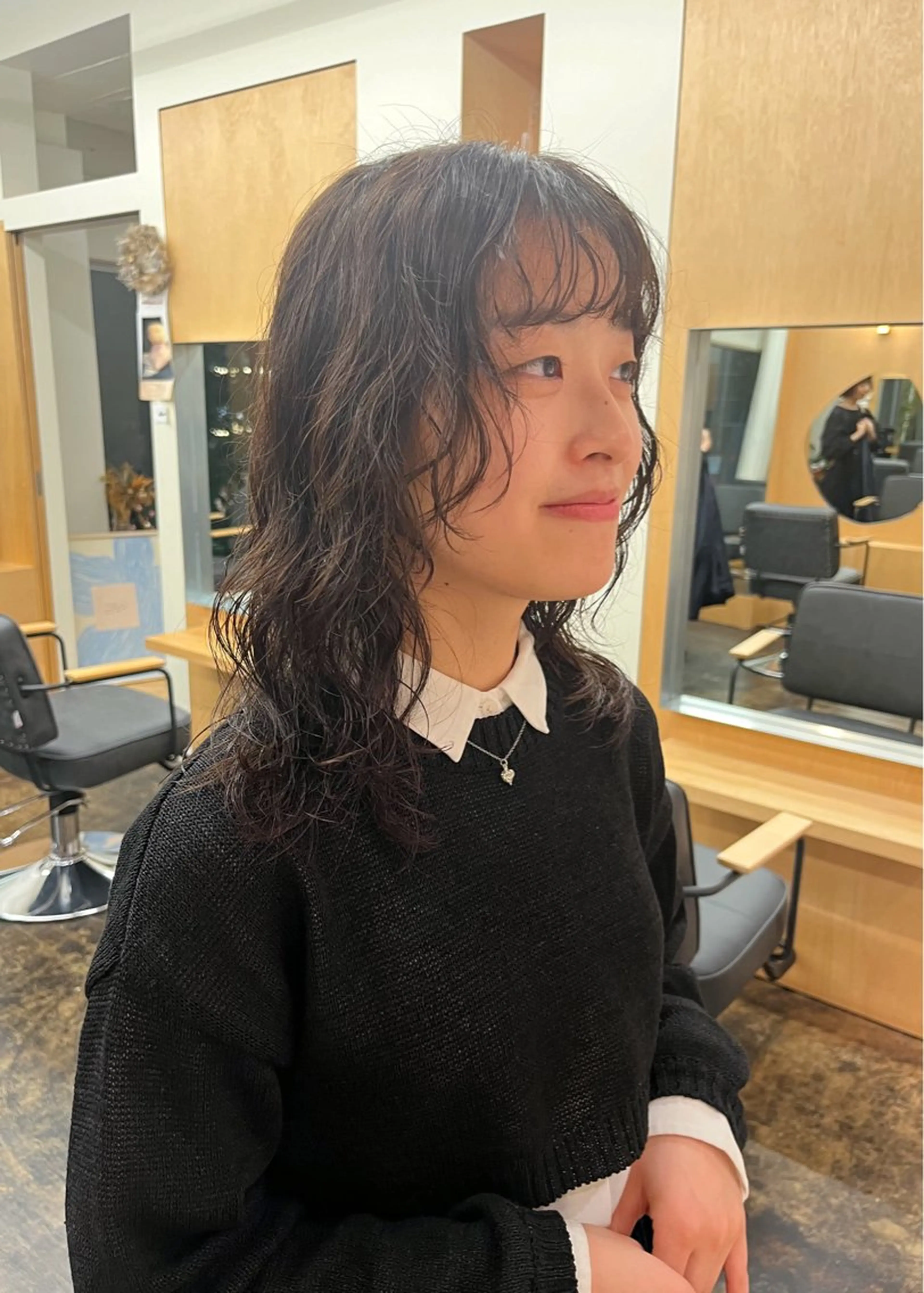 セミロング カラー パーマ セミロングパーマ レイヤーカット ウルフカット パーマ 西山 紗耶香🪽 透明感カラー/ボブのヘアスタイル