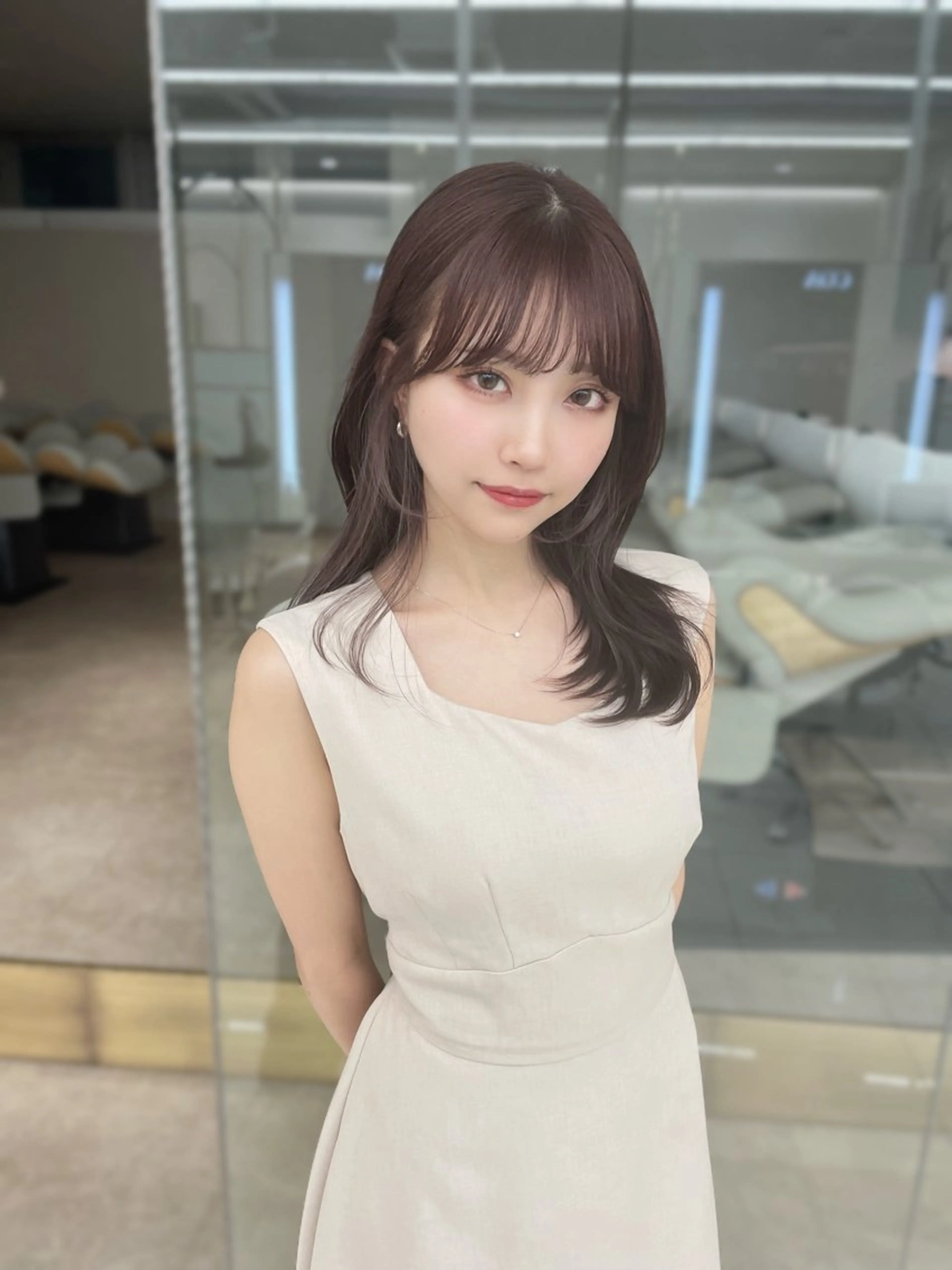 セミロング カラー カット ヘアカラー トリートメント COA GINZA 空也/前髪/顔まわりのヘアスタイル