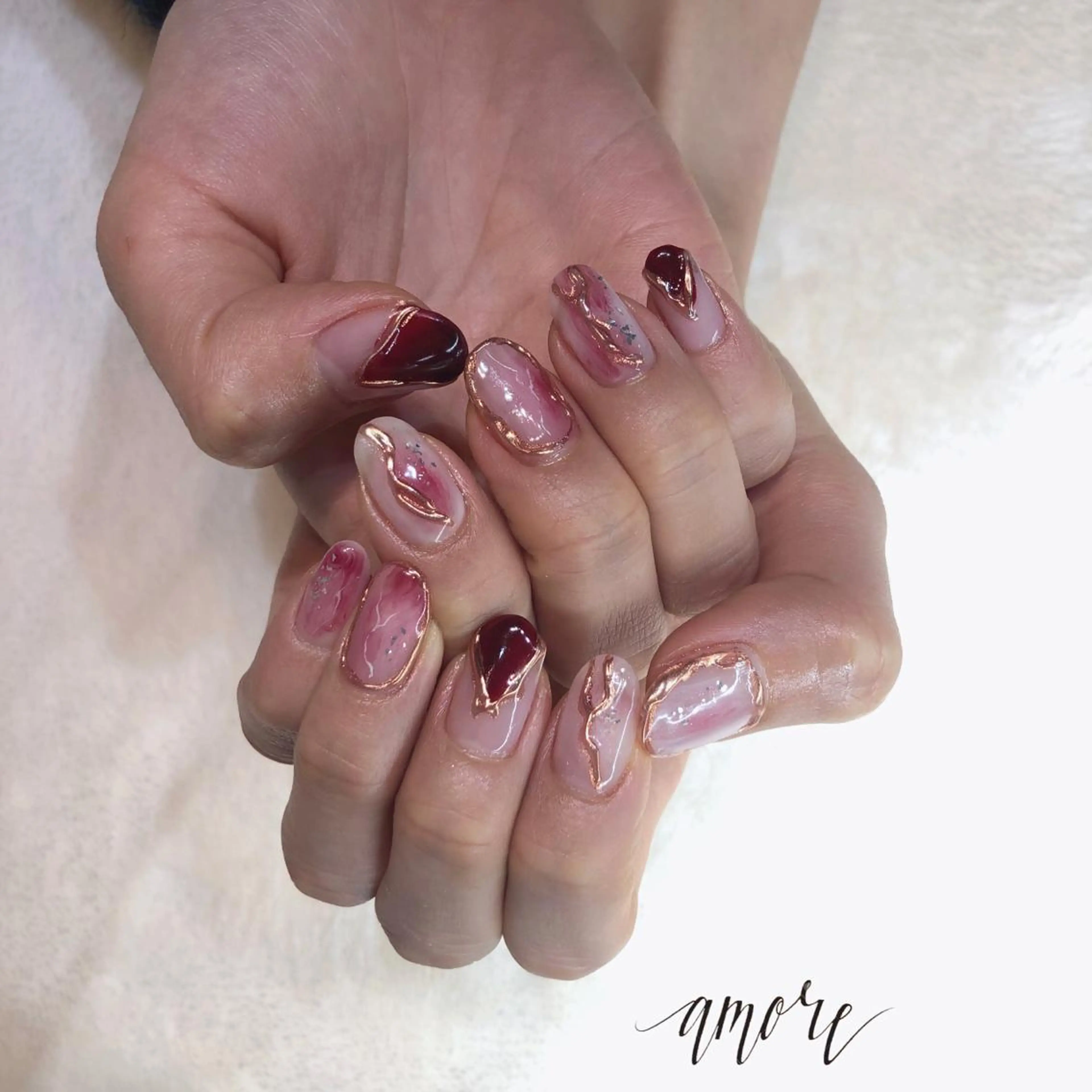 ネイル アートネイル ジェルネイル 大理石ネイル(マーブル) ミラーネイル ニュアンスネイル You kyehwaのネイルデザイン