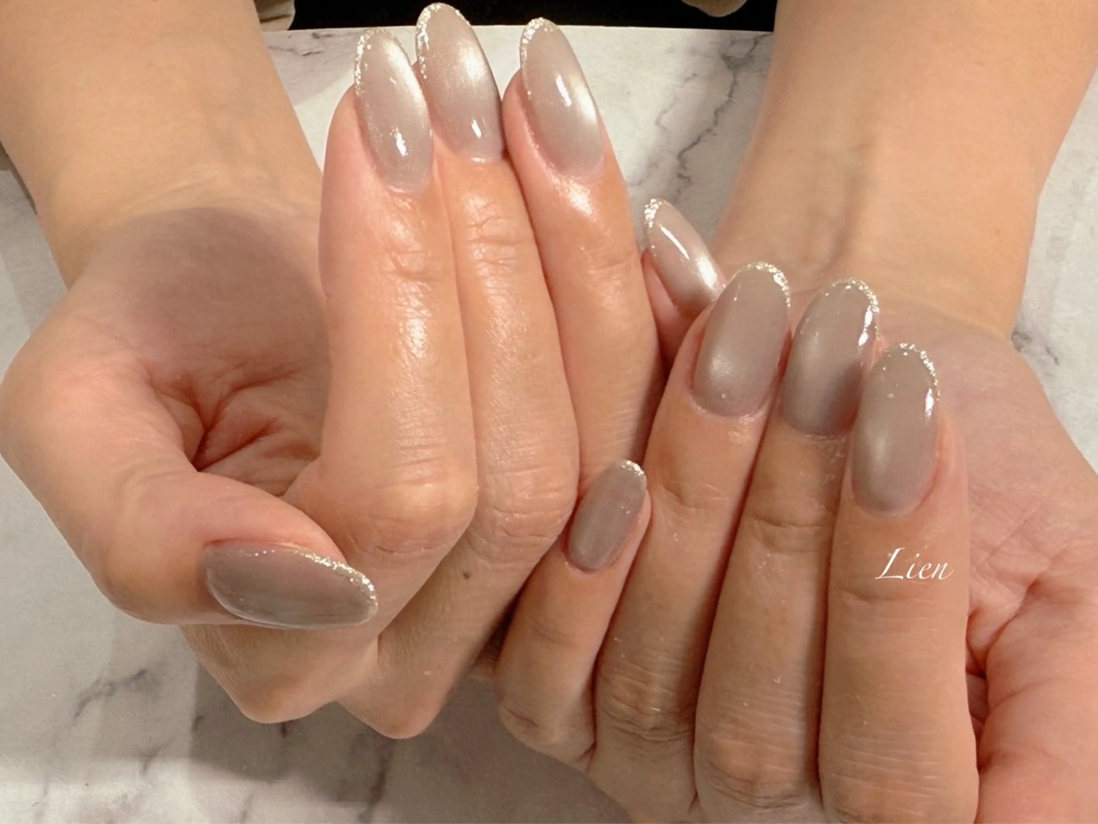 ネイル 長さ出し フットネイル フレンチネイル ジェルネイル ガラスフレンチ ハンドネイル Lien（リアン） 銀座駅6分のネイルデザイン