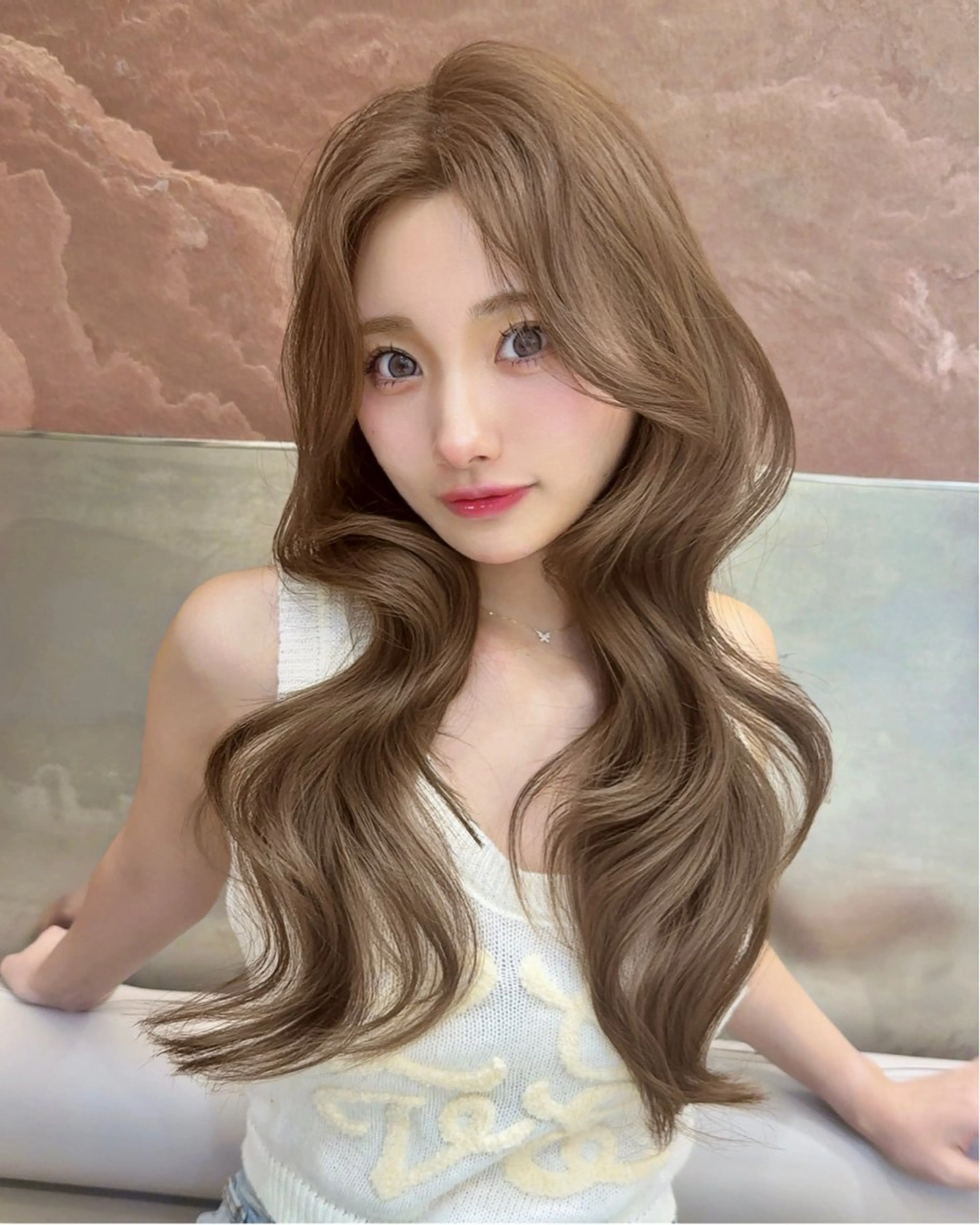 ロング カット ヘアカラー トリートメント 縮毛矯正/レイヤー 韓国/顔まわり/夢音のヘアスタイル