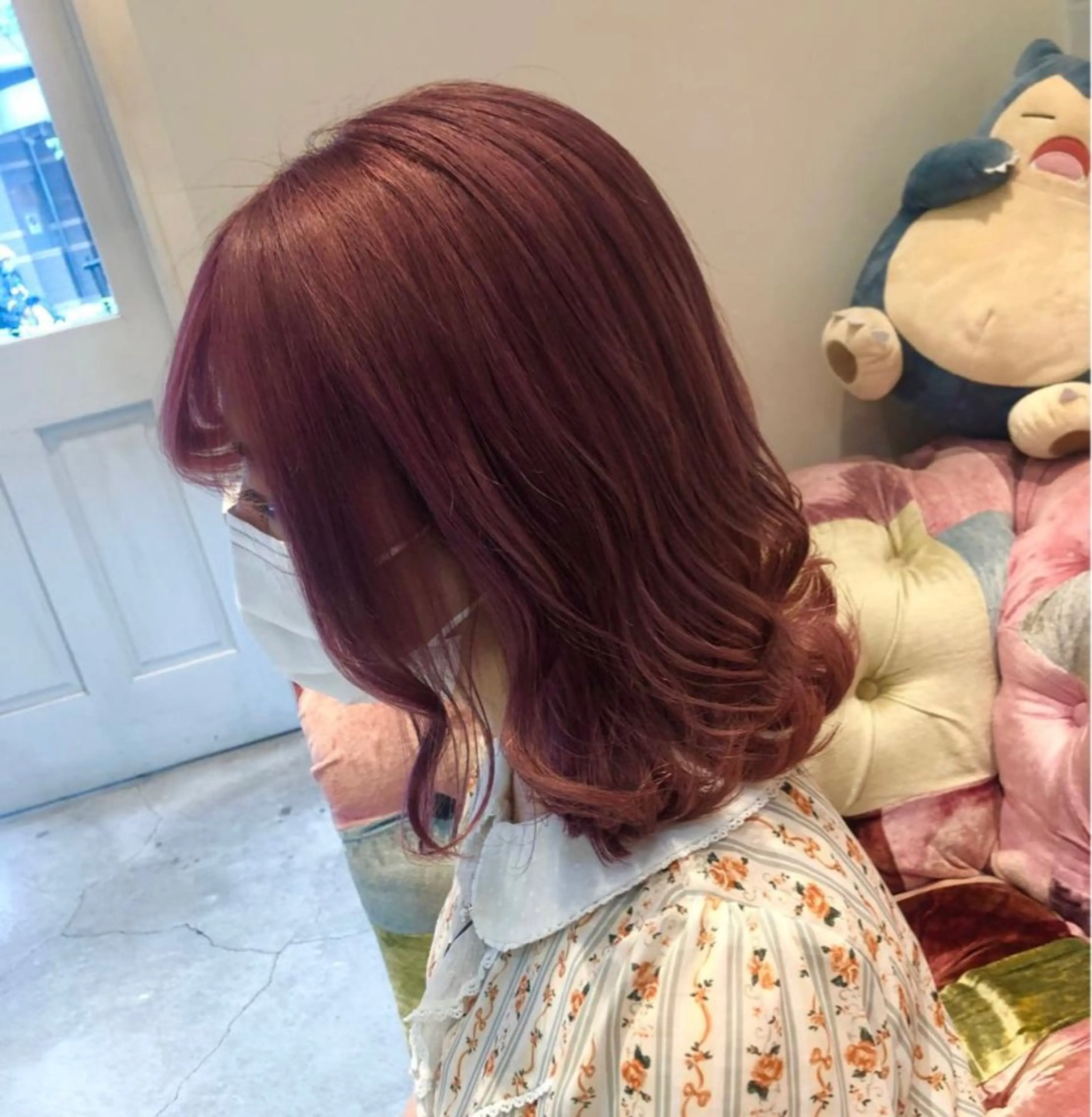 ミディアム カラー ピンクカラー レッドカラー カット ヘアカラー 🎀♥️推しカラー tomoka💜🍭のヘアスタイル