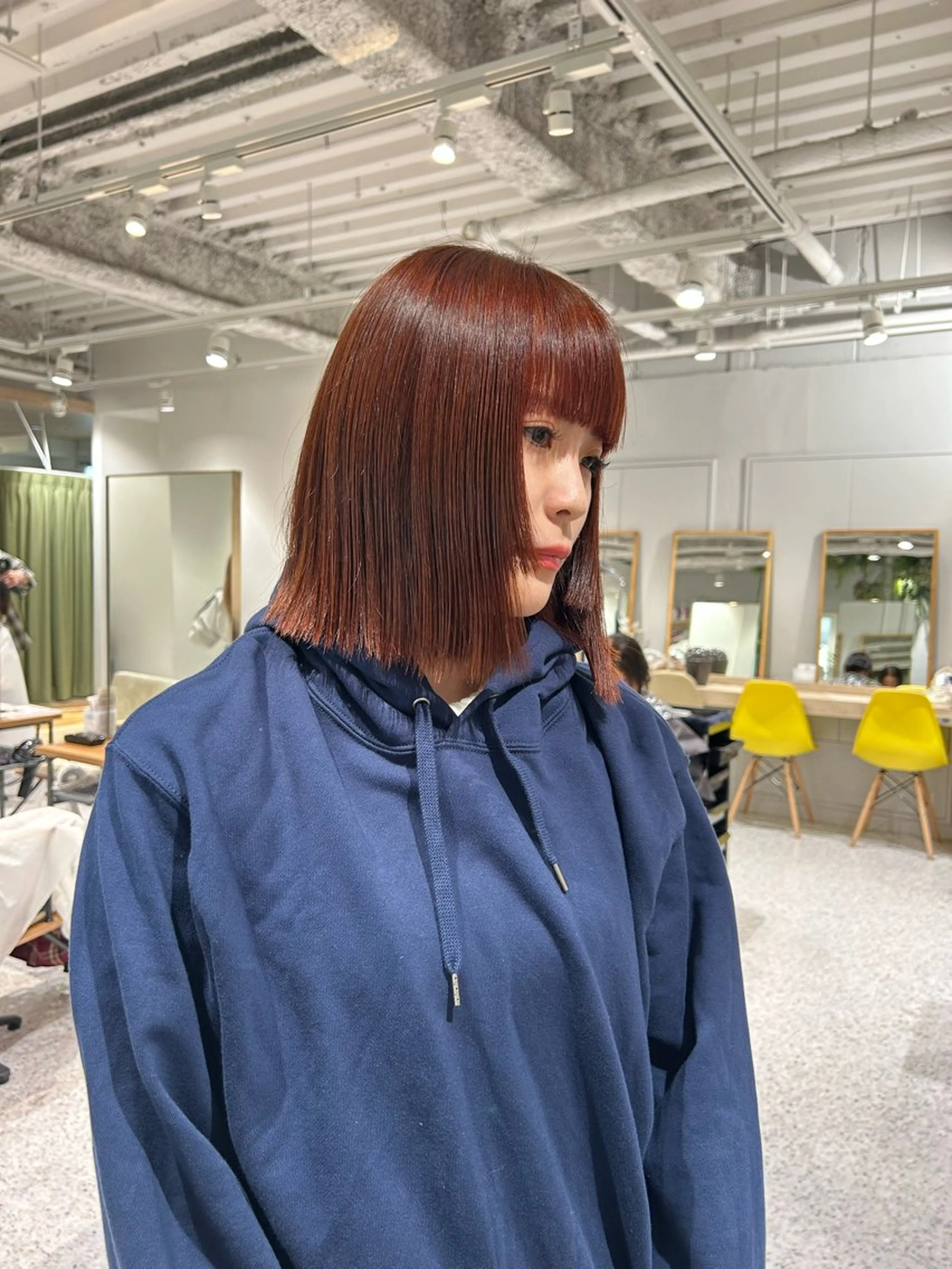 ミディアム オレンジブラウン ヘアカラー hair&eye🎀 /momoKaのヘアスタイル