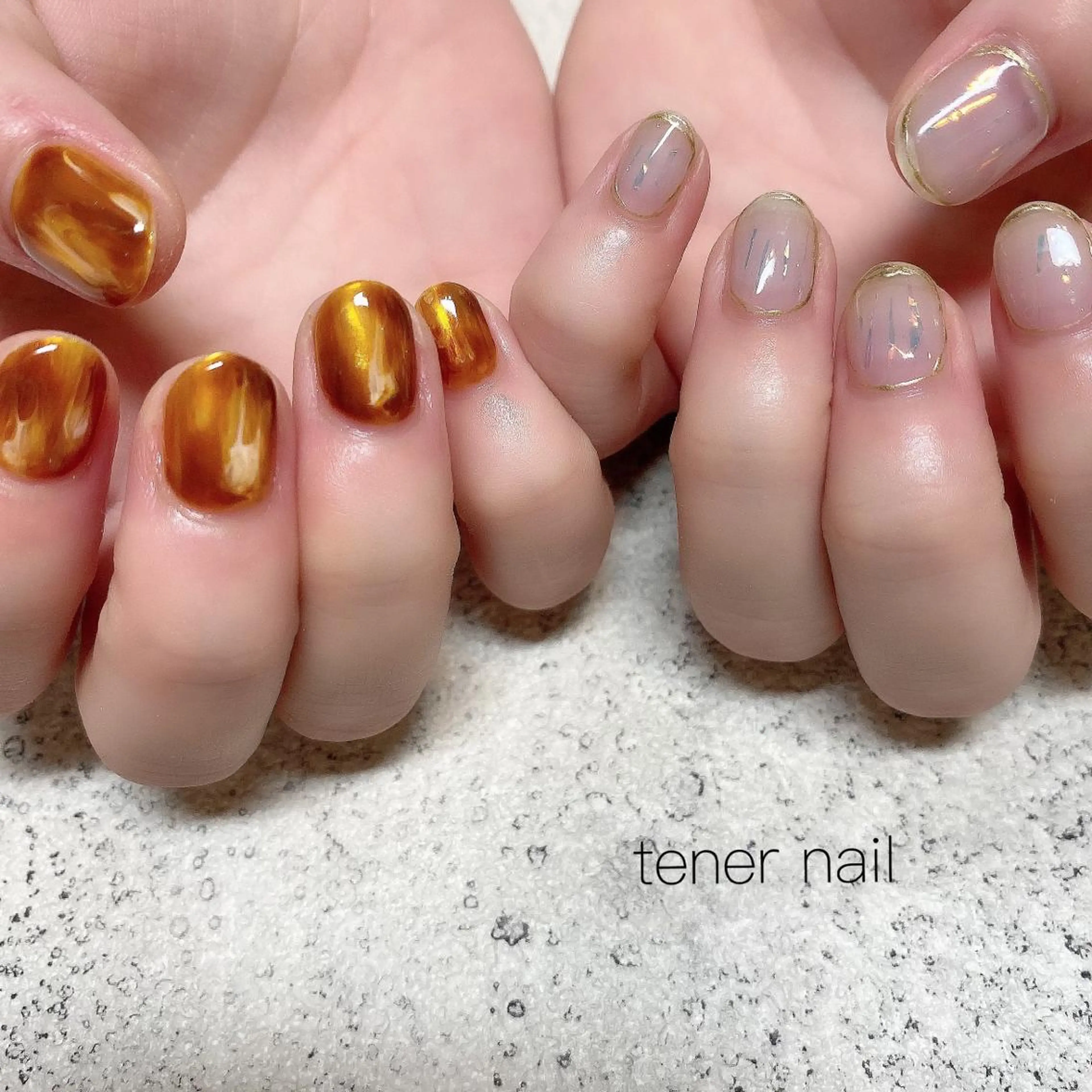ネイル べっ甲ネイル ラメ(グリッター) テネルネイル tener nailのネイルデザイン