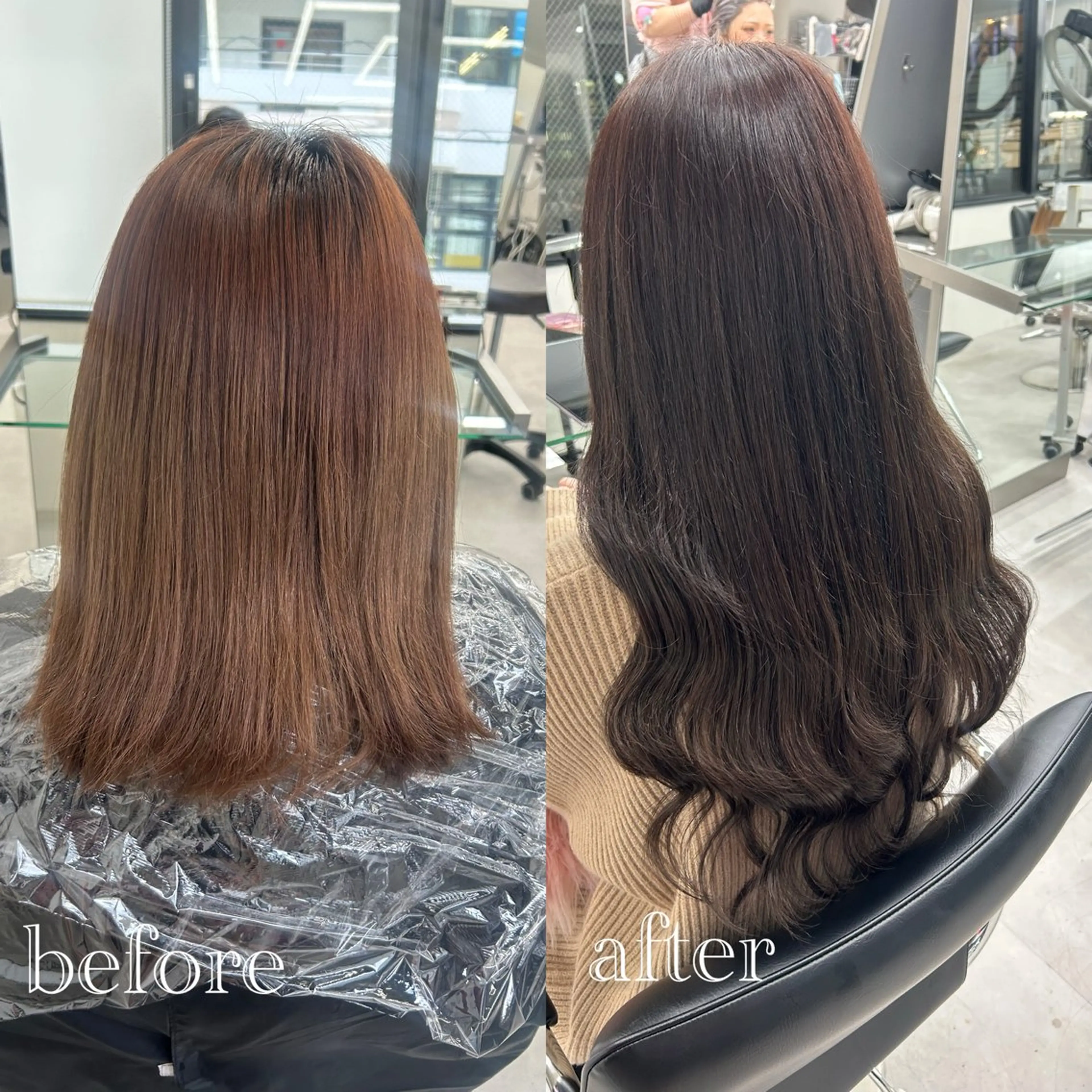 セミロング カラー ブラウンカラー エクステ ヘアカラー エクステ ハイトーン👱‍♀️ エクステ/彩花のヘアスタイル