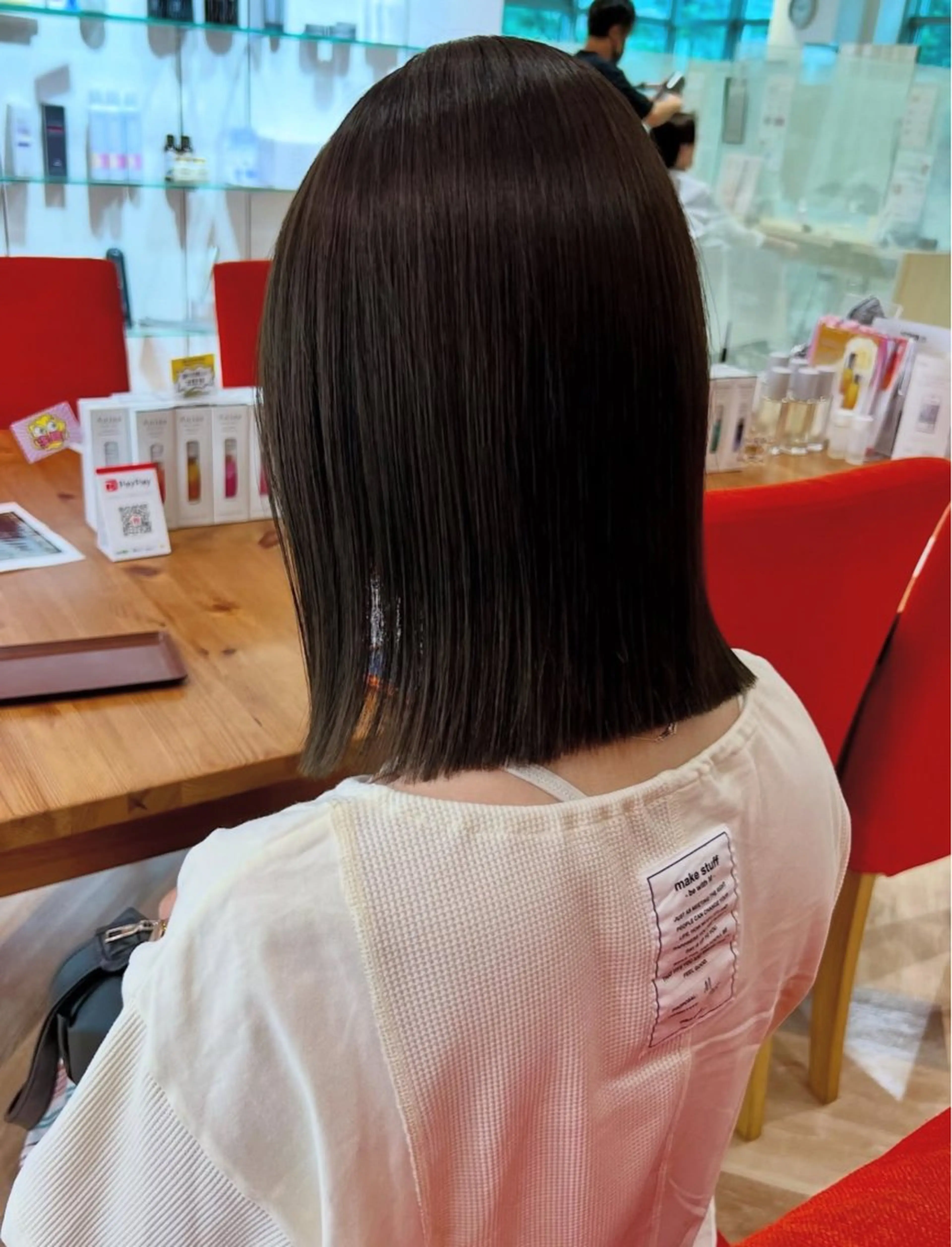 ミディアム ボブ 酸性ストレート カット 縮毛矯正 加納千華 /ボブ/ぱつっとボブのヘアスタイル