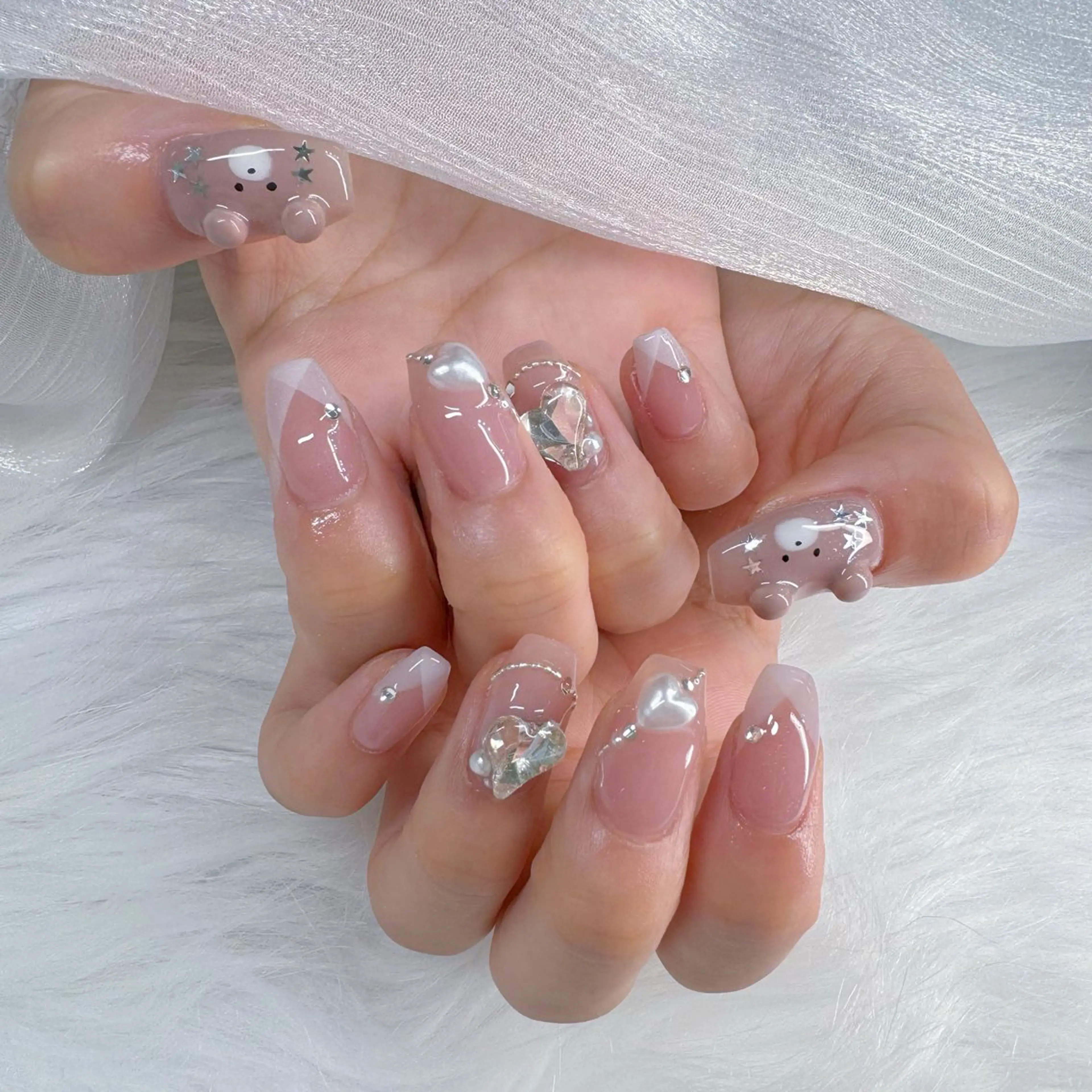 ネイル ハート 韓国ネイル スカルプネイル 夏ネイル ワンホンネイル ハンドネイル Melody Nail所属・Melody 3D/スカルプ専門店のネイルデザイン