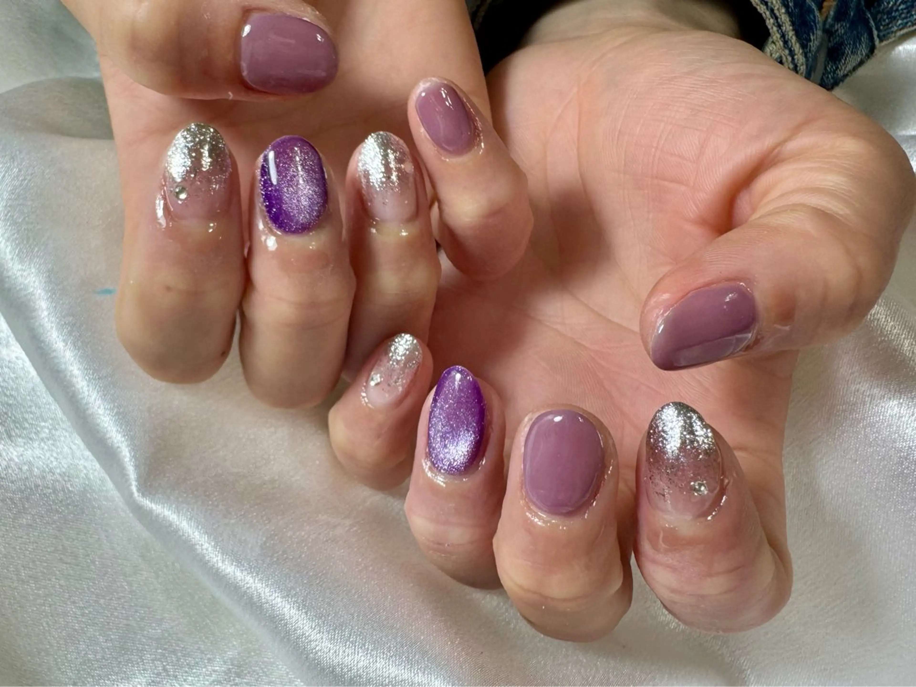 ネイル オーロラネイル 桜ネイル フラワーネイル フットネイル フレンチネイル ハンドネイル kikinail 溝の口のネイルデザイン