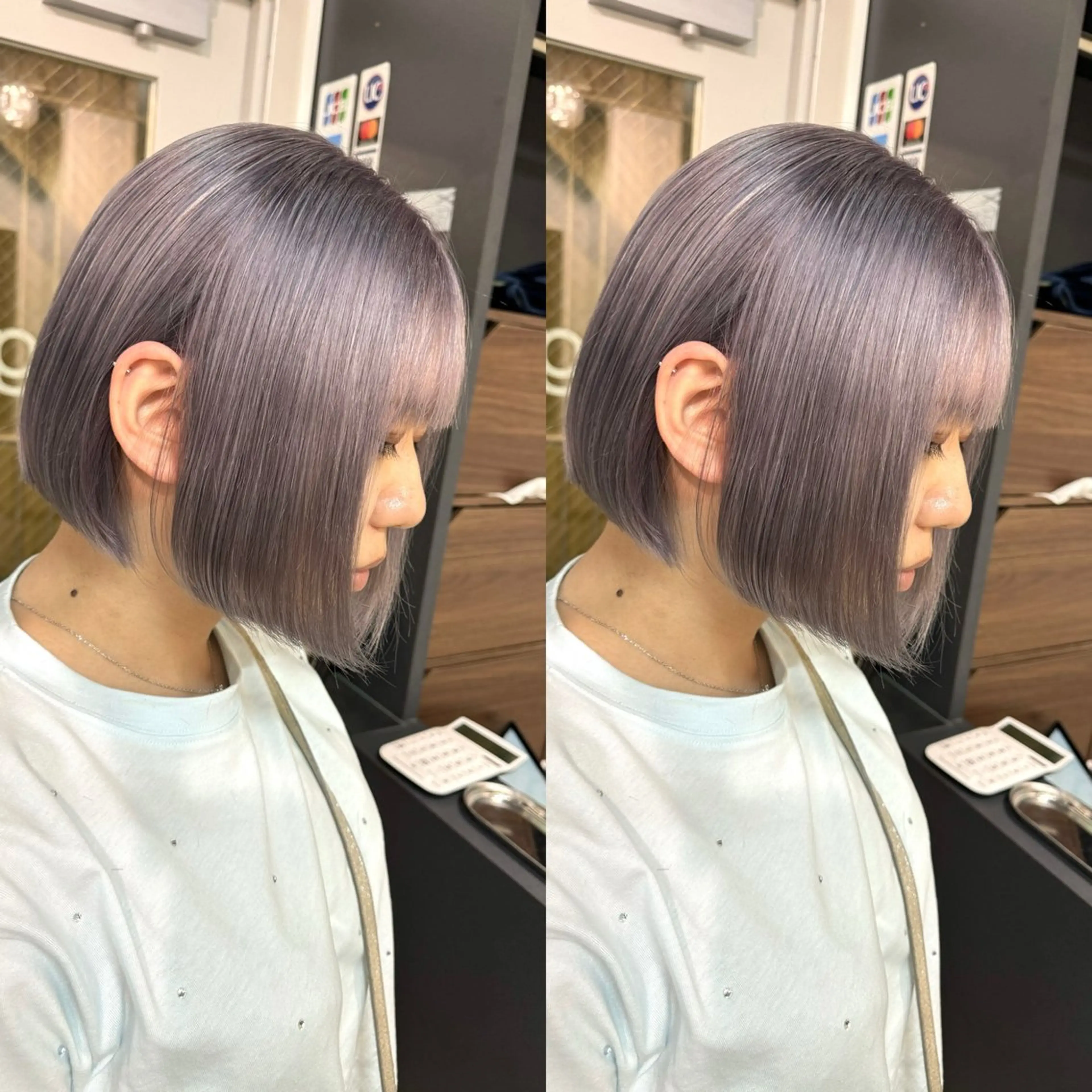 ショート カット ヘアカラー トリートメント バレイヤージュ ボブ🌈ナツヤのヘアスタイル