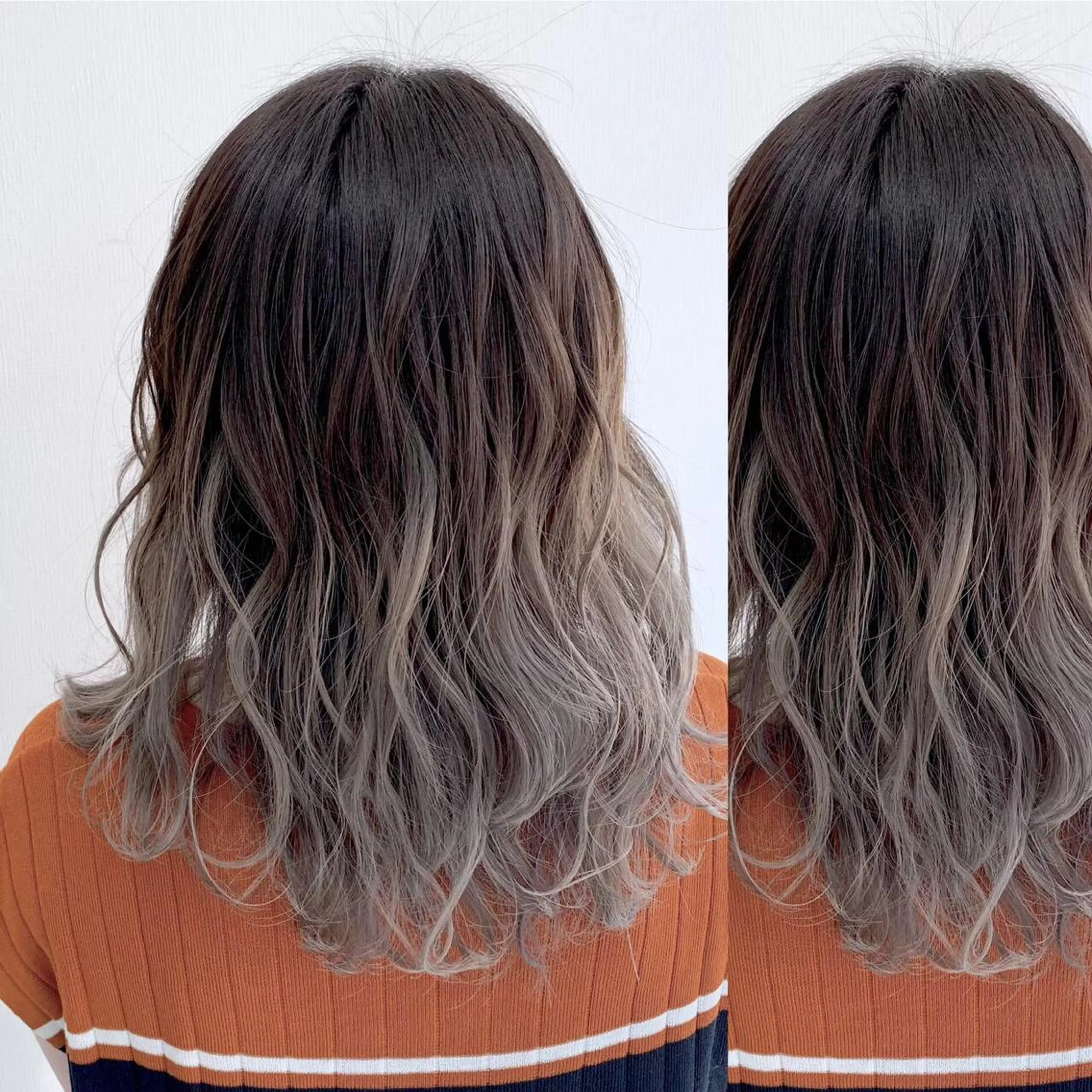 ミディアム カラー JuNブリーチに 縮毛矯正するプロのヘアスタイル